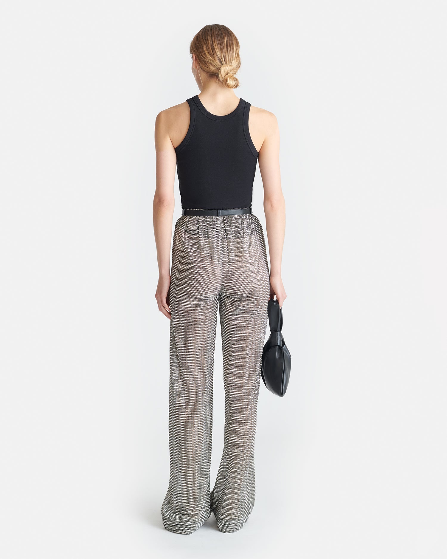 Leather-Trimmed Metallic Pants - 3