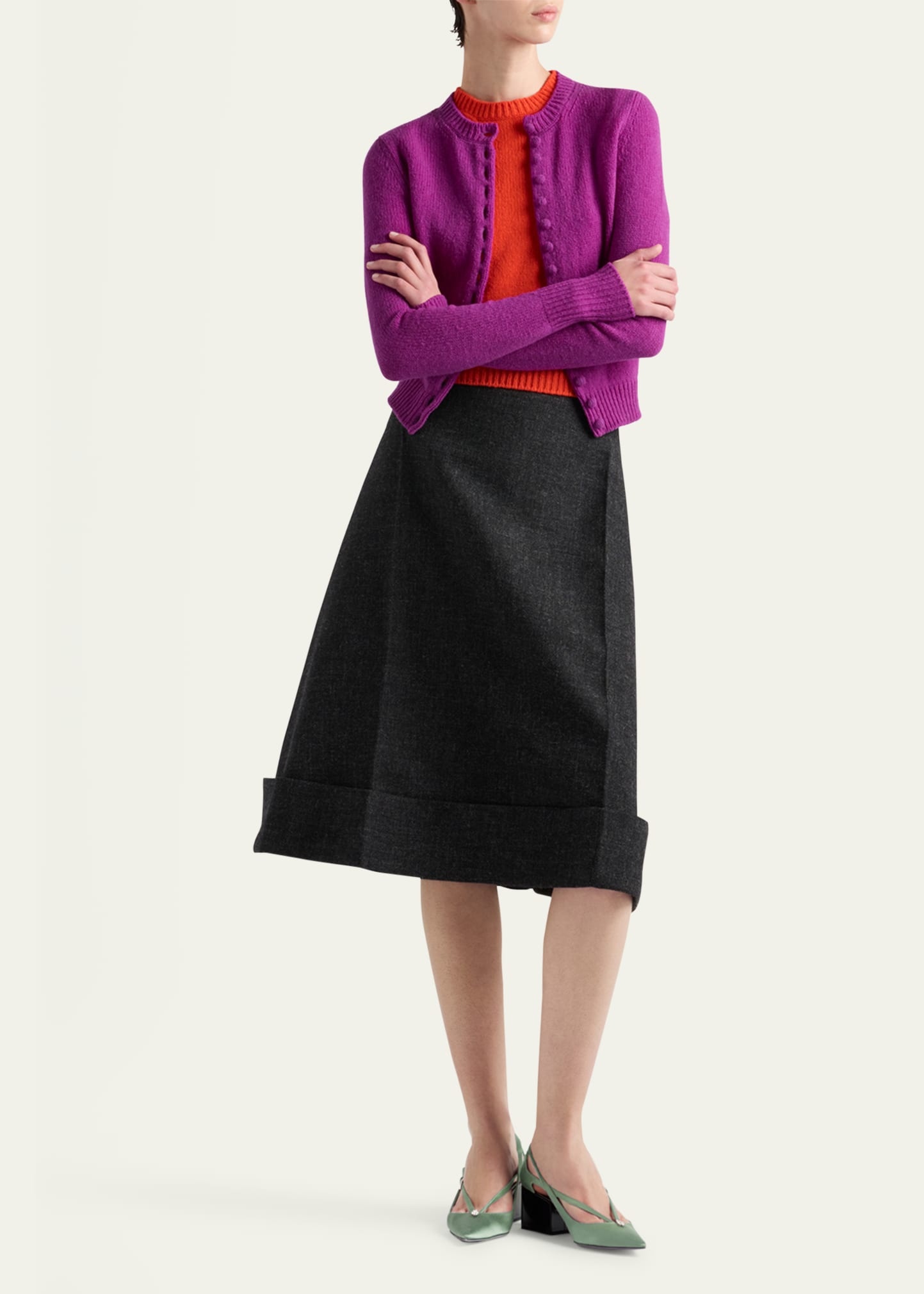 A-Line Midi Wool Skirt - 2