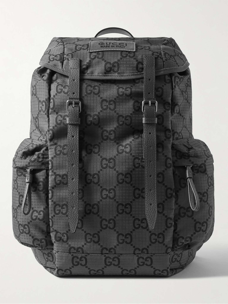 Leather-Trimmed Monogrammed Ripstop Backpack 1