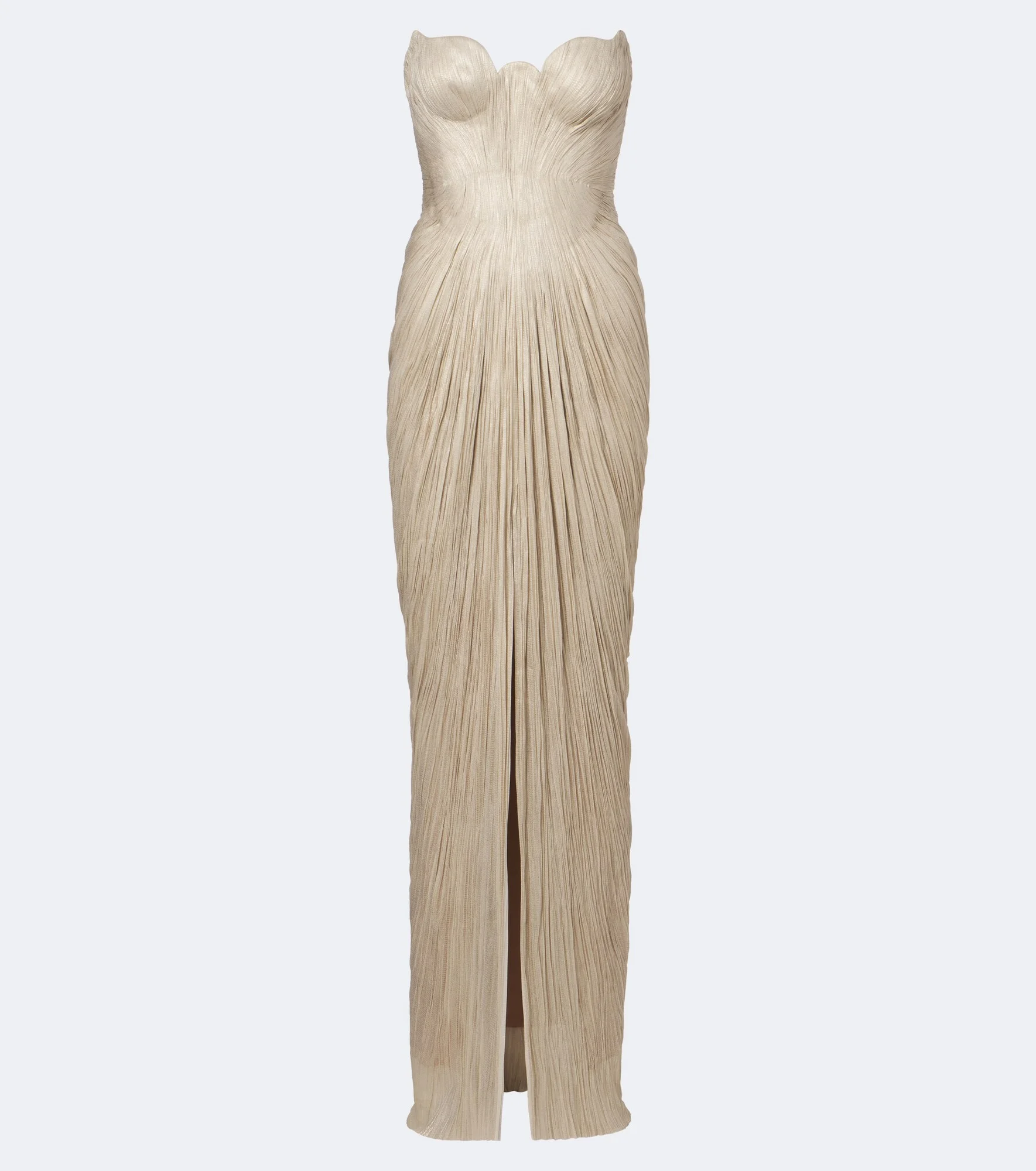Jasleen pleated silk bustier gown - 1