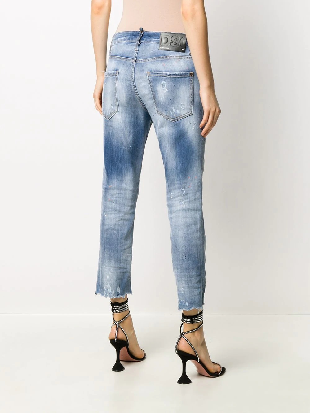 distressed-effect cropped jeans - 4