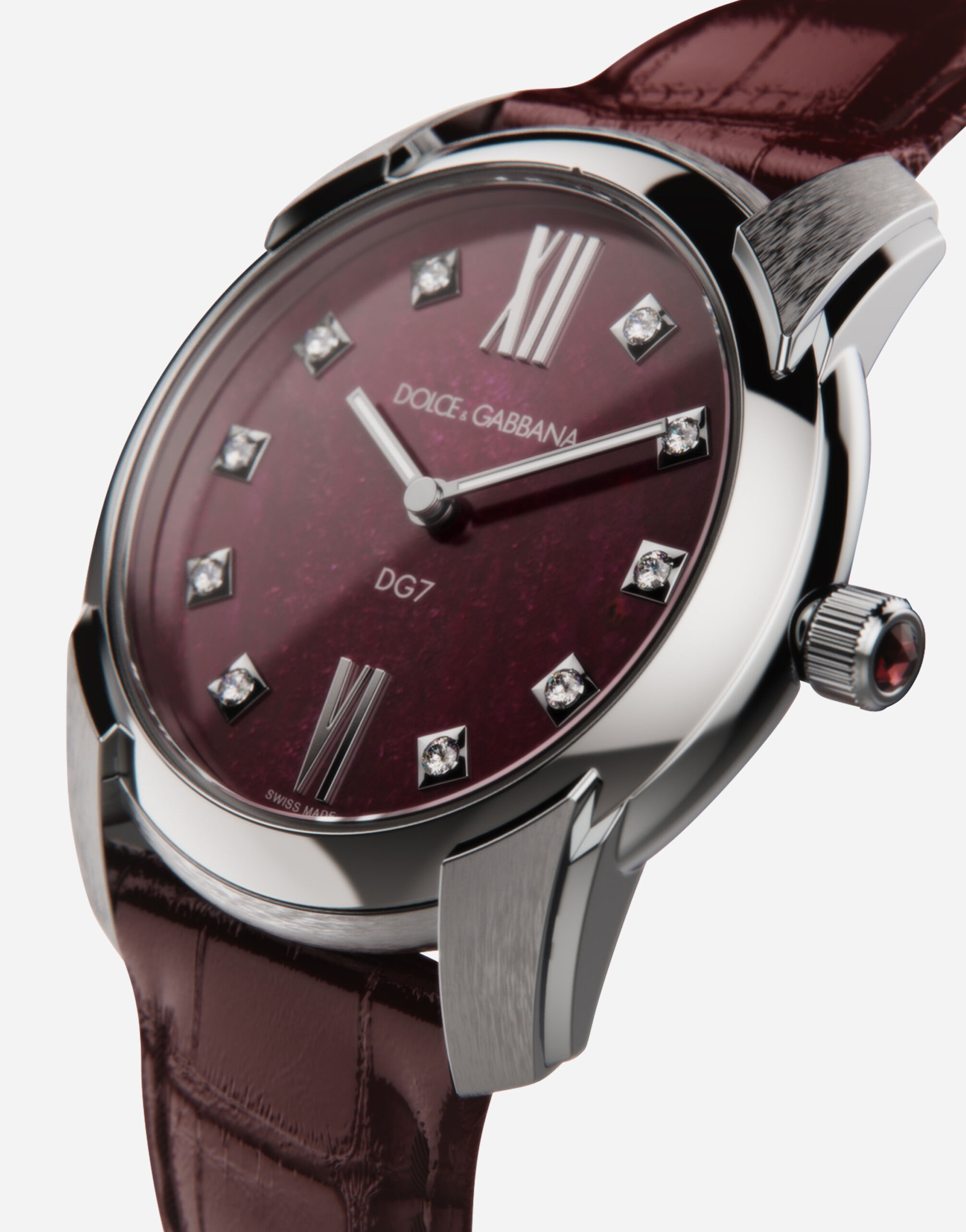 DG7 watch in steel with ruby and diamonds - 2