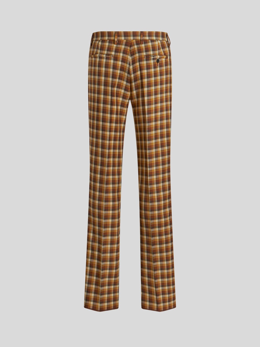 VIRGIN WOOL CHECK TROUSERS - 6