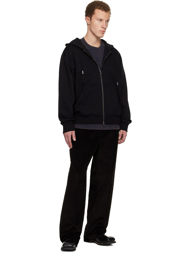 Wooyoungmi Black Back Logo Zip-Up Hoodie outlook