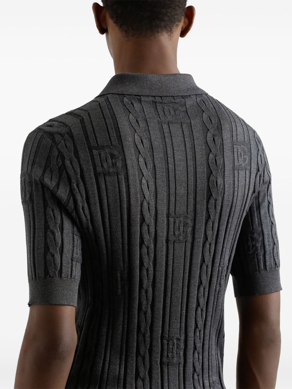cable-knit effect polo shirt - 5