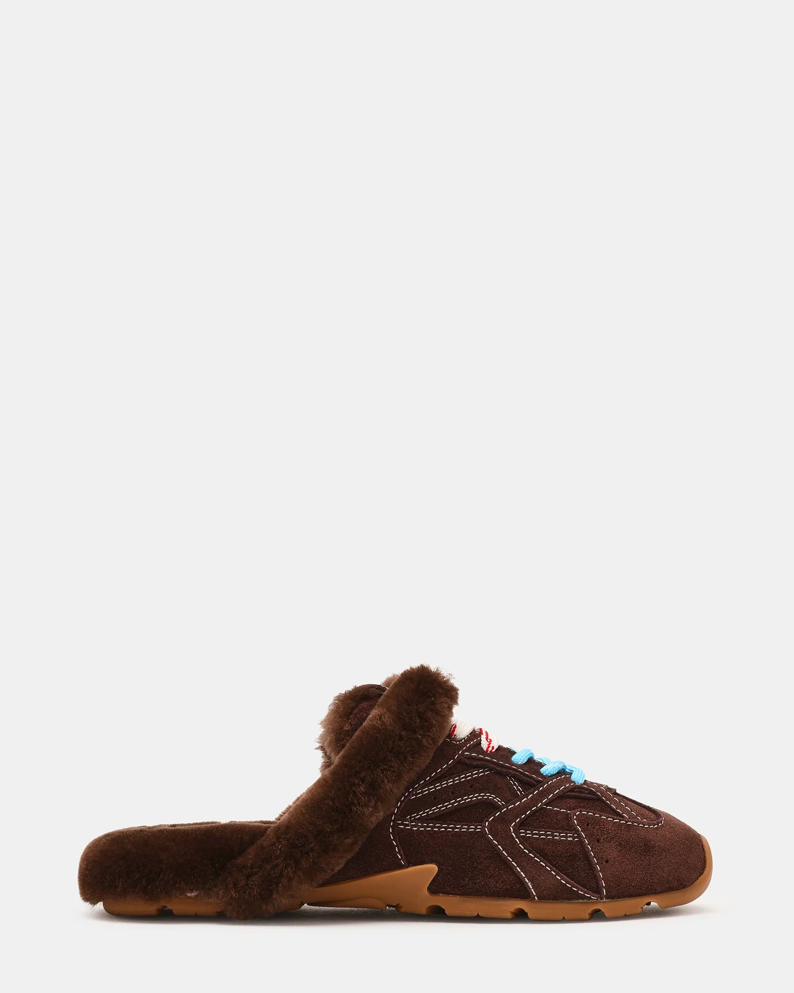 AZIEL MULE FAUX FUR CHOCOLATE BROWN SUEDE - 1