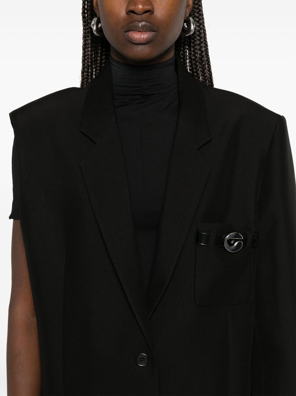 one-arm belted pocket blazer - 5