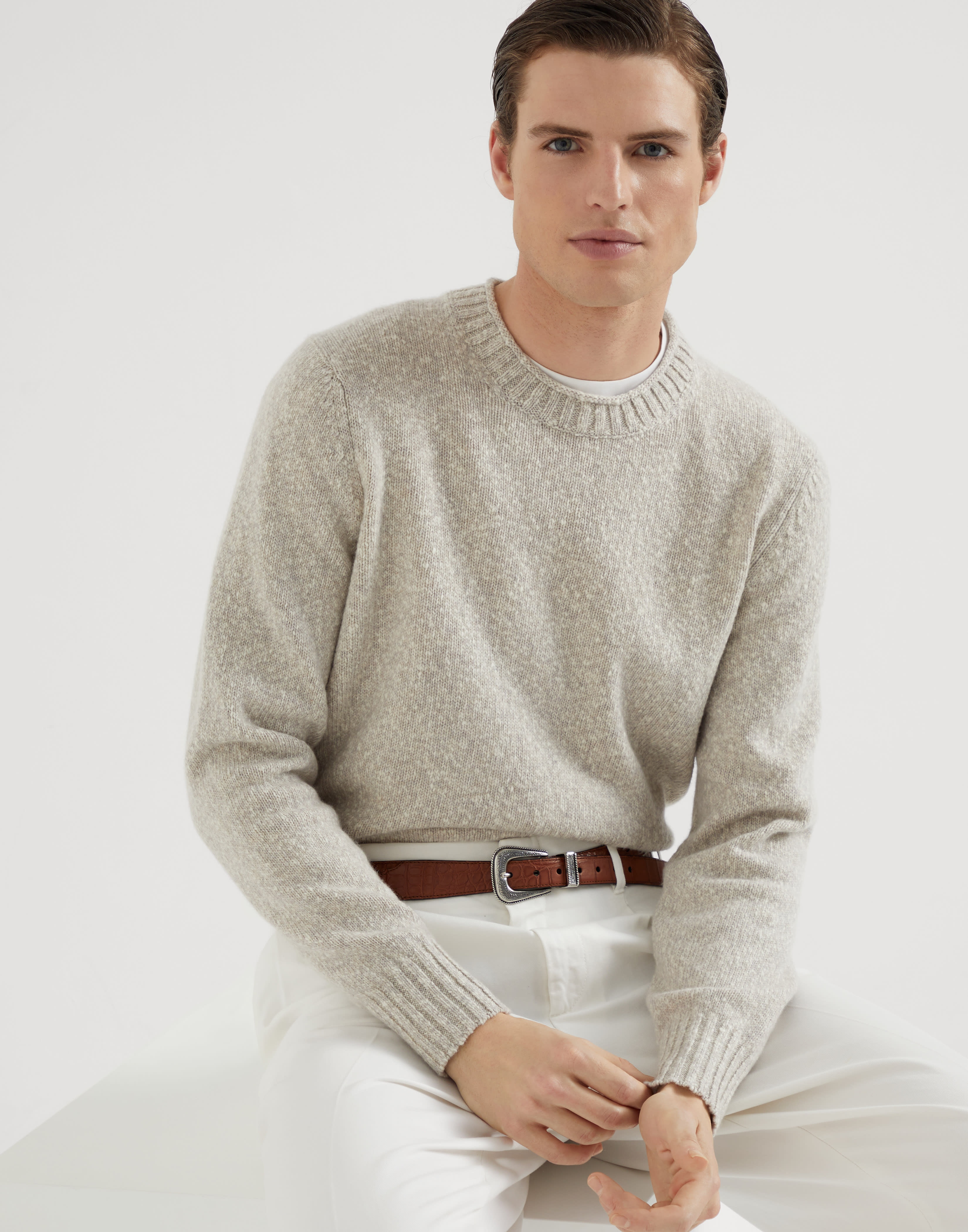 Flecked soft virgin wool and cashmere sweater - 4