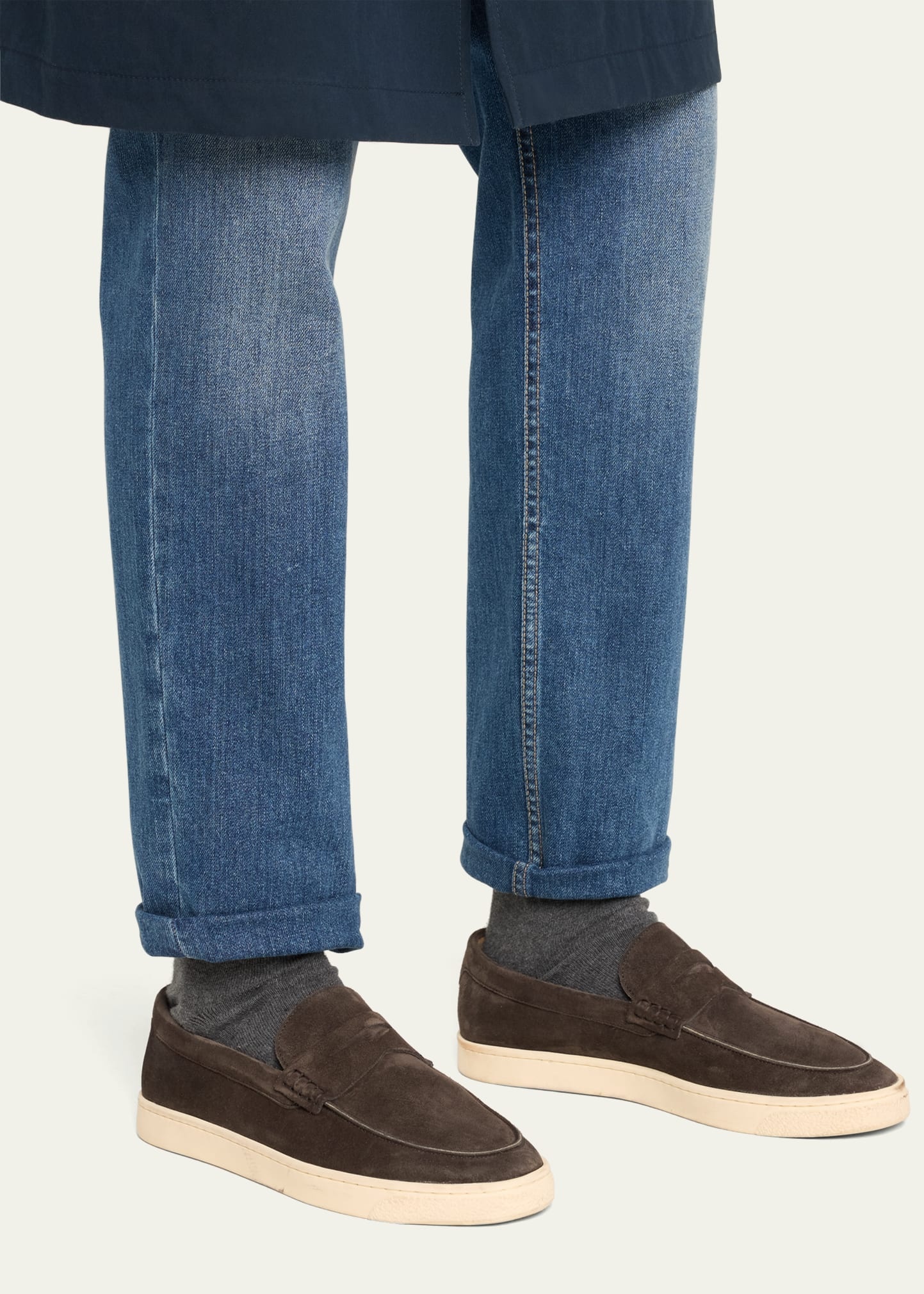 Men's Suede Moccasin Penny Loafers - 2