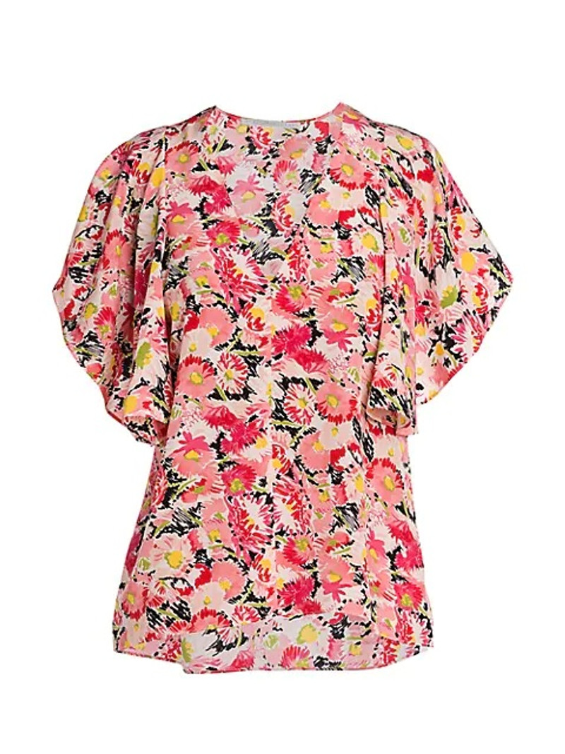 Mallory Watercolor Floral Silk Top - 1