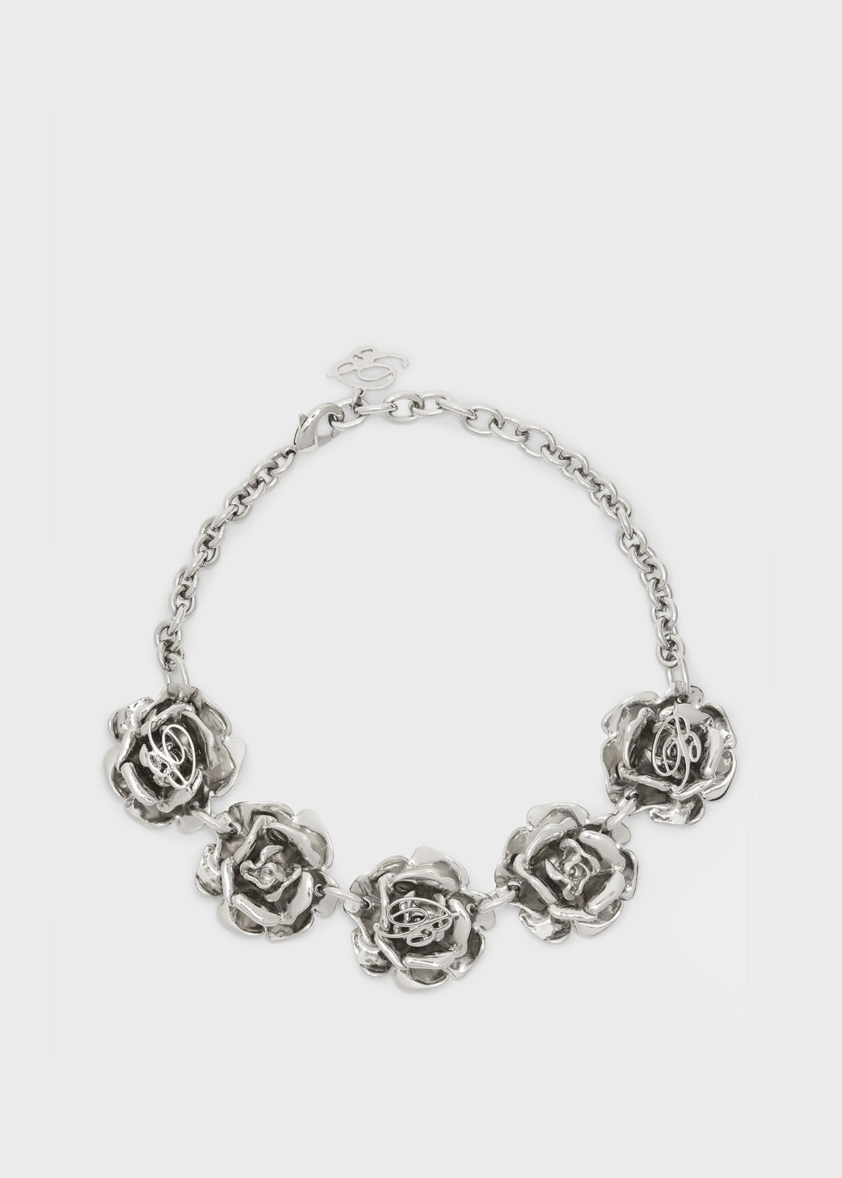 METAL CHOKER WITH ROSES AND B MONOGRAM - 1