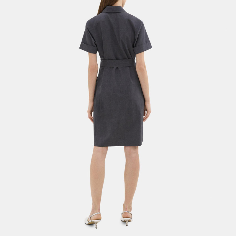 Theory Belted Shirt Dress in Good Wool outlook