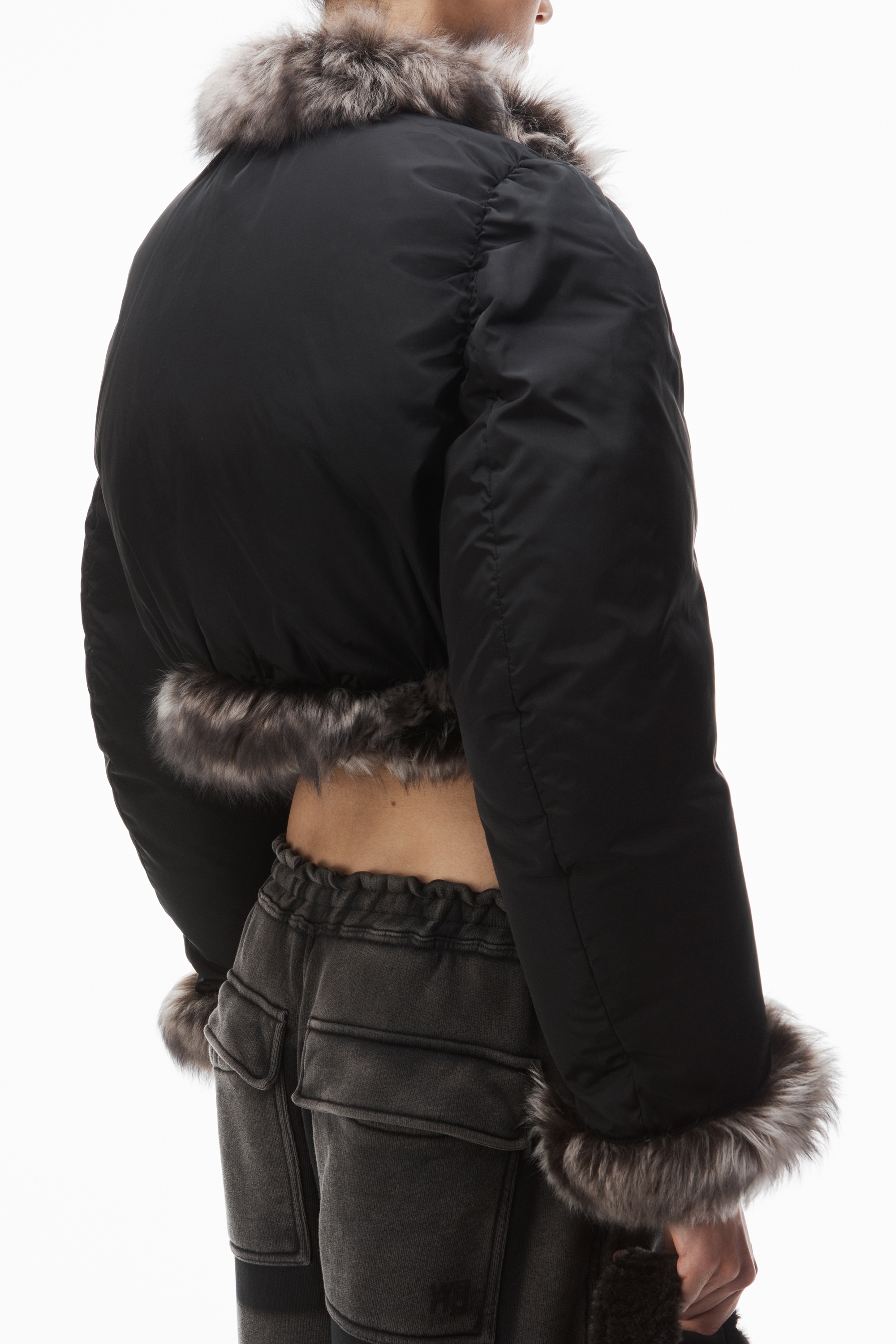 cardigan puffer with fur trim - 6