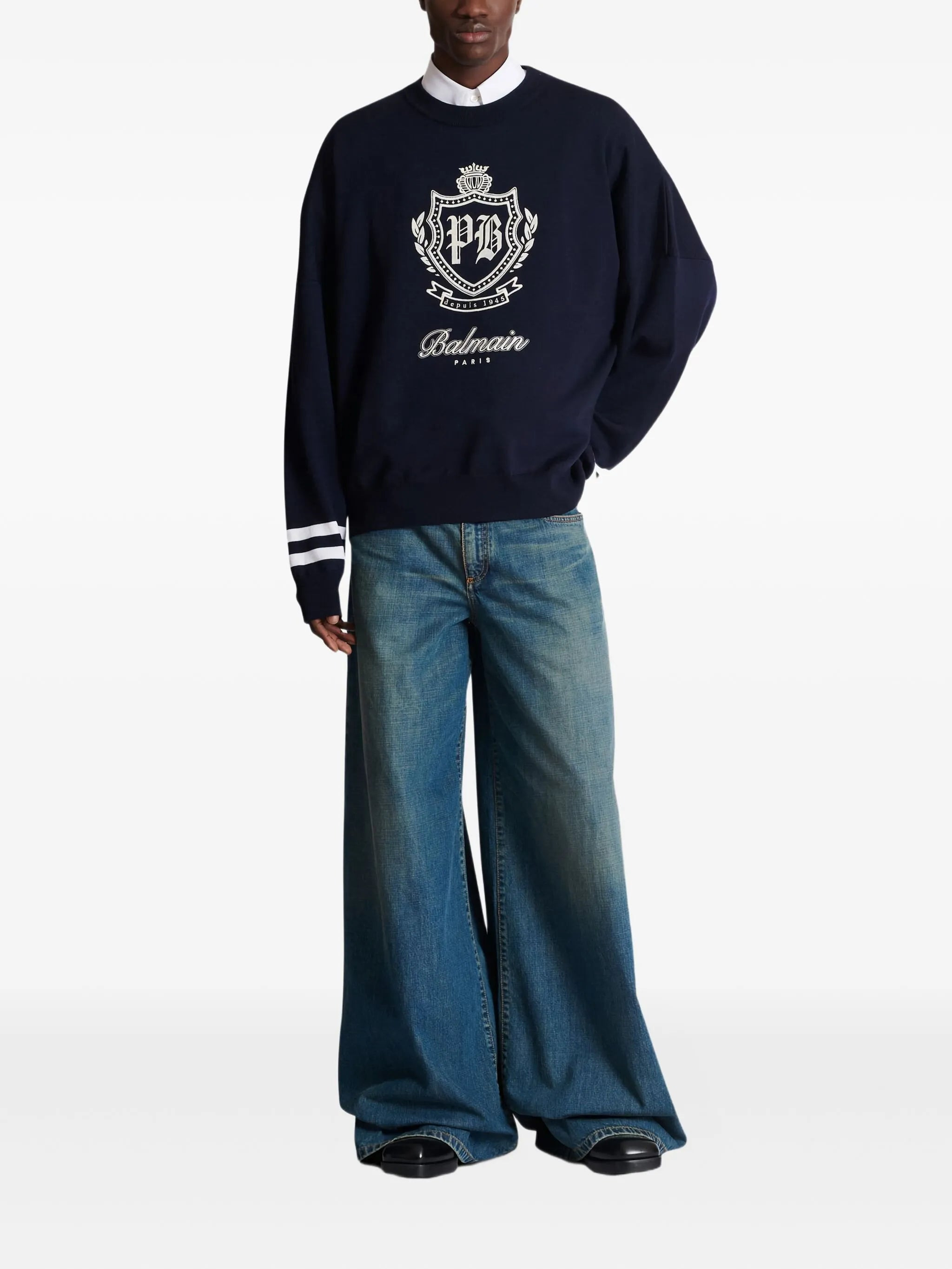 Balmain Emblem Striped Sweater - 3