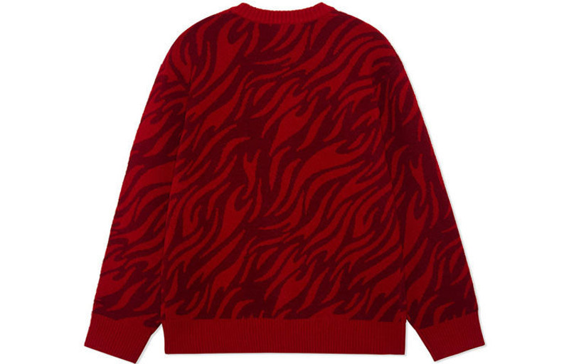 Li-Ning Li-Ning Rijindoujin Tiger Print Logo Crew Neck Sweater 'Red' AMBS031-3 outlook