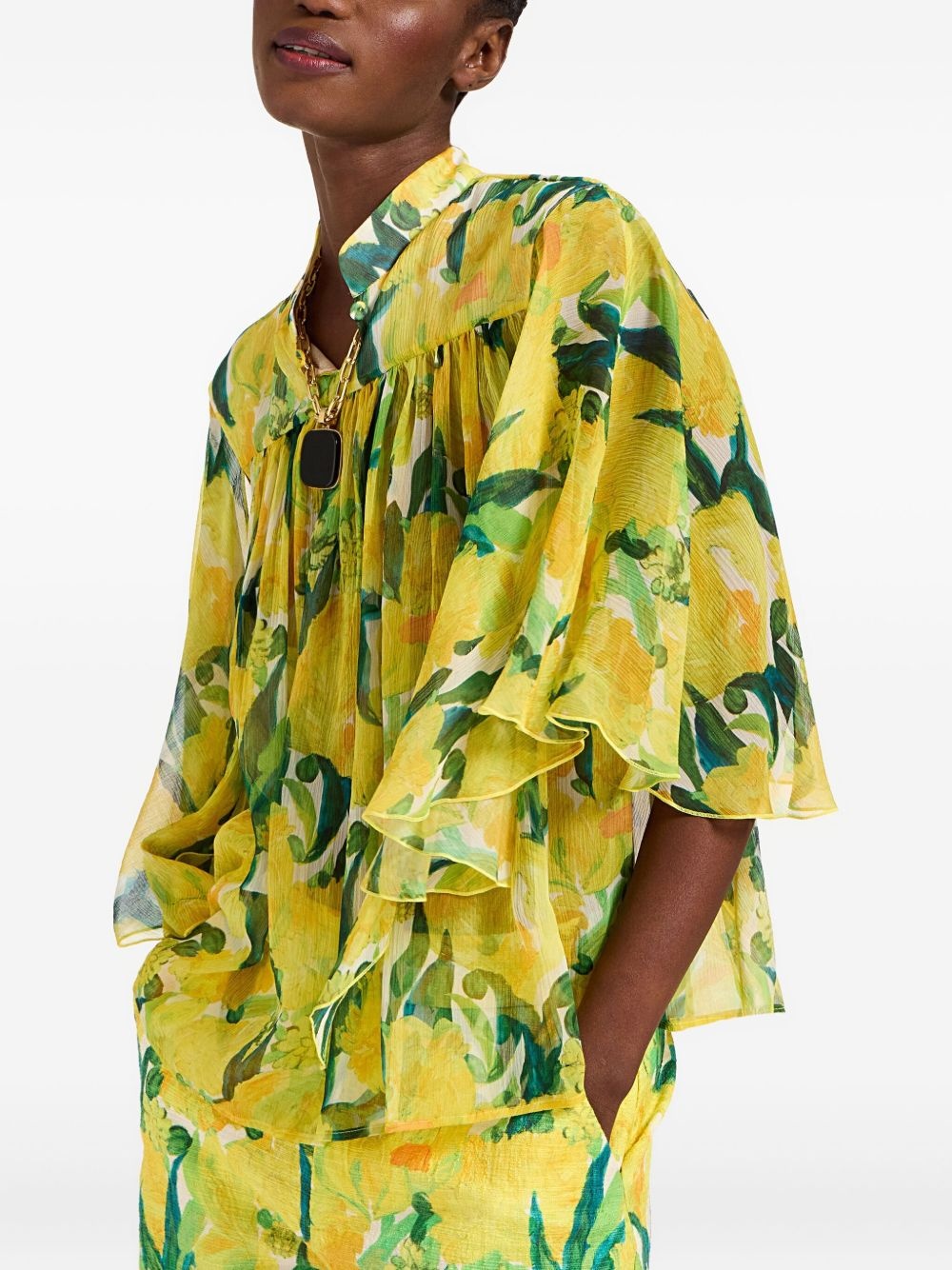lemon-print blouse - 2
