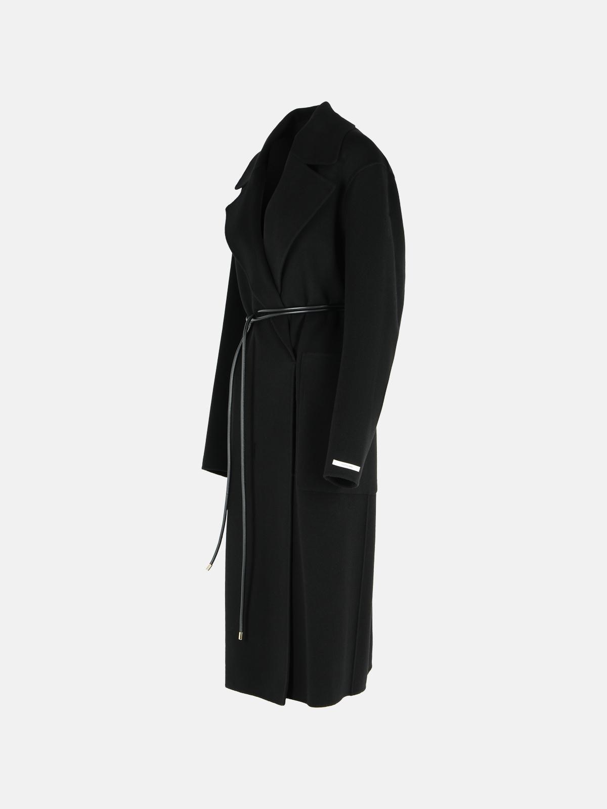 ABATE' BLACK VIRGIN WOOL ROBE COAT - 2
