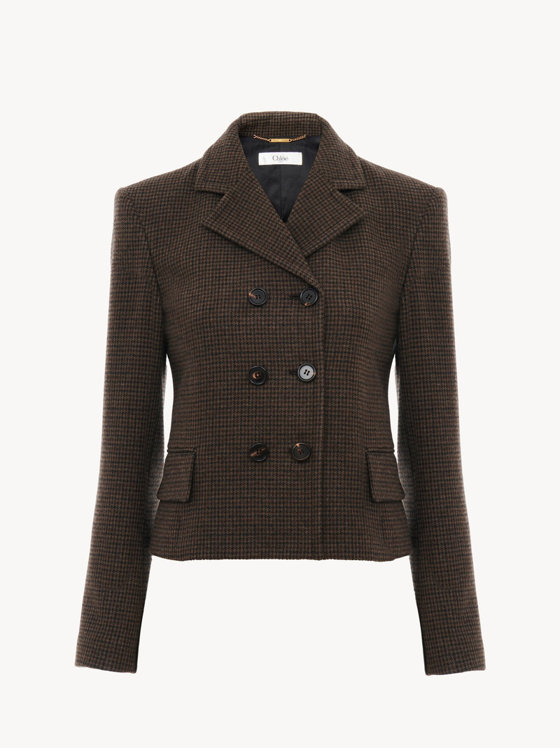 DOUBLE-BREASTED FITTED JACKET IN HOUNDSTOOTH WOOL 1