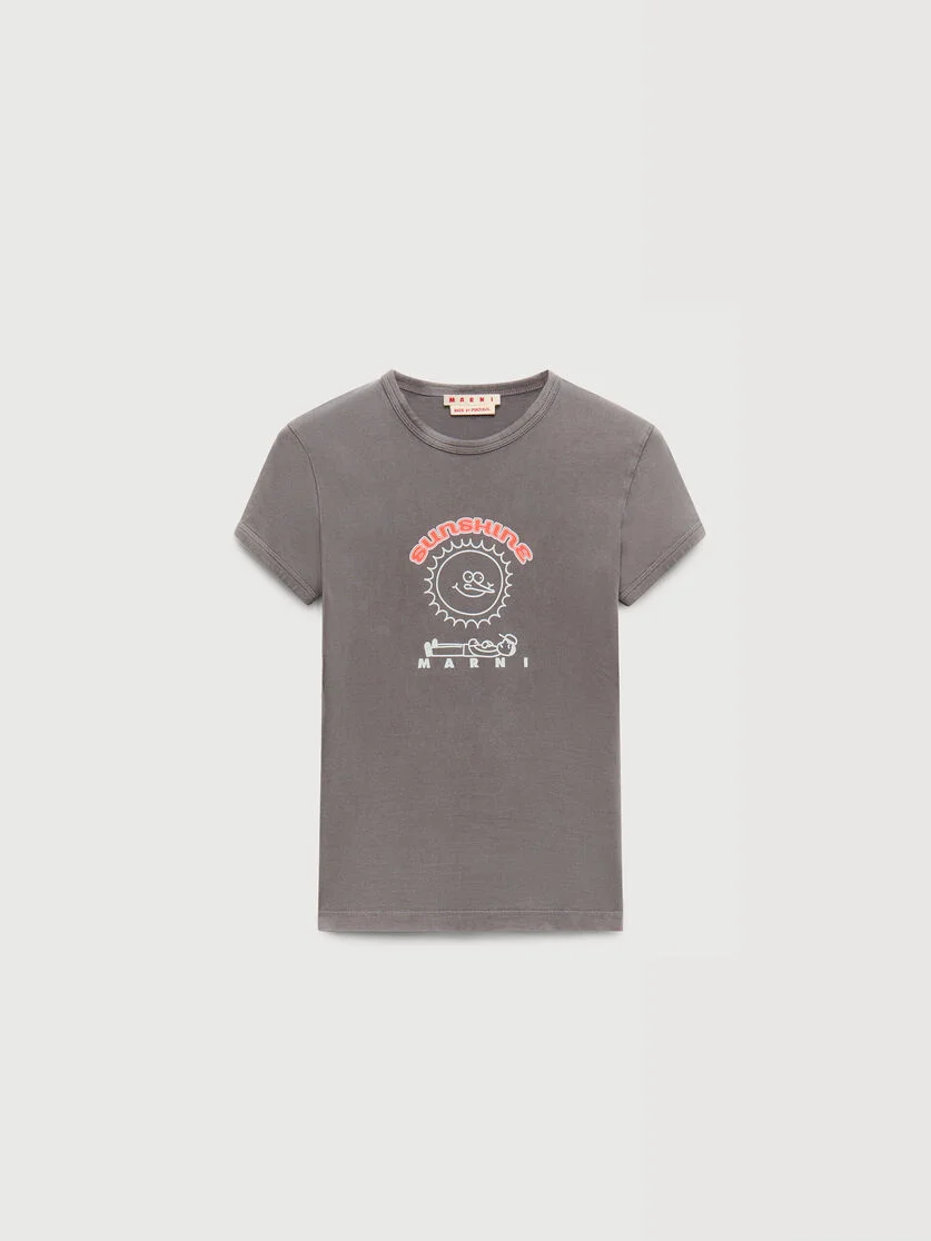 GREY COTTON T-SHIRT WITH SUNSHINE PRINT - 1