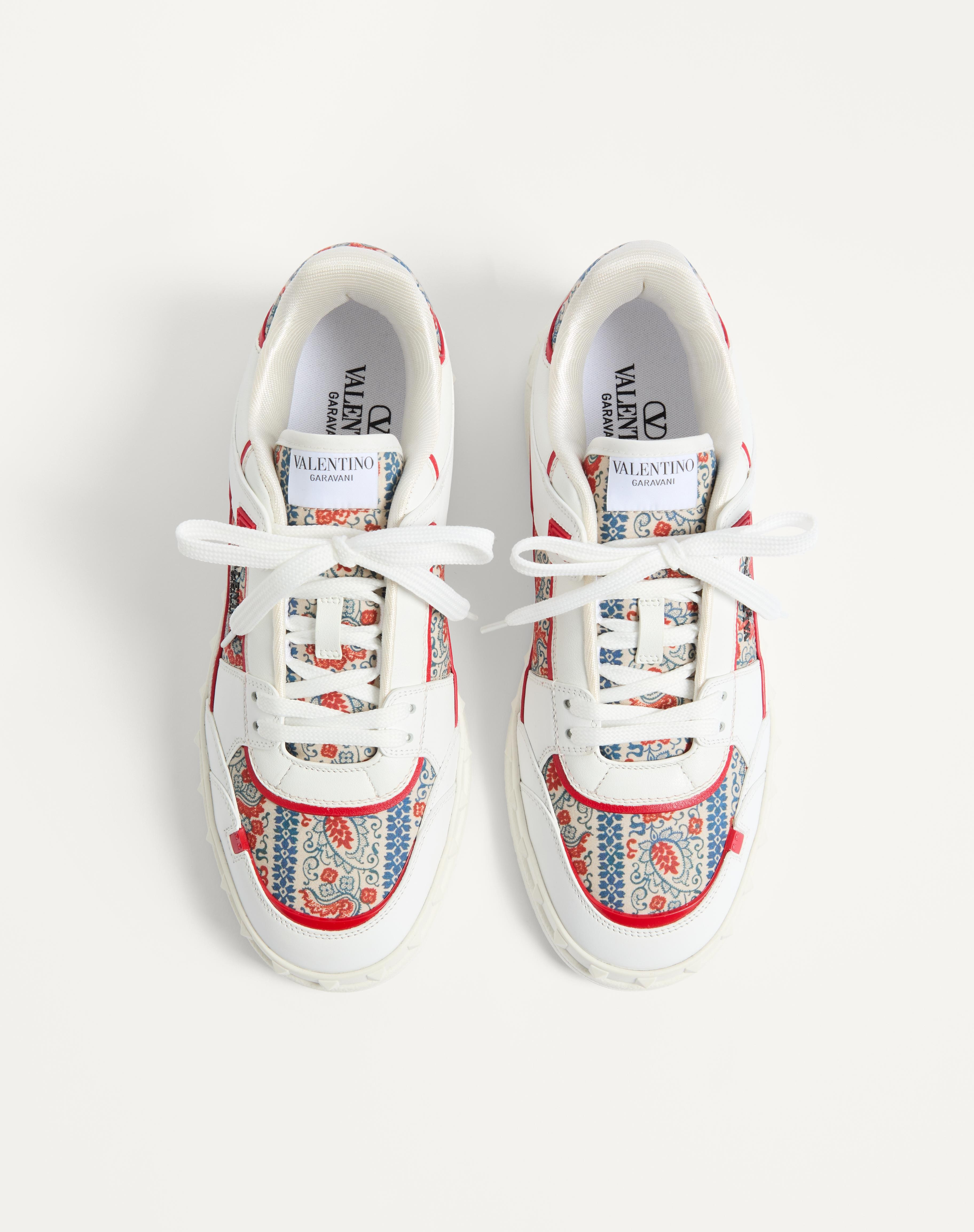 FREEDOTS LOW-TOP SNEAKER IN CALFSKIN AND VOYAGE IMAGINAIRE FABRIC - 5