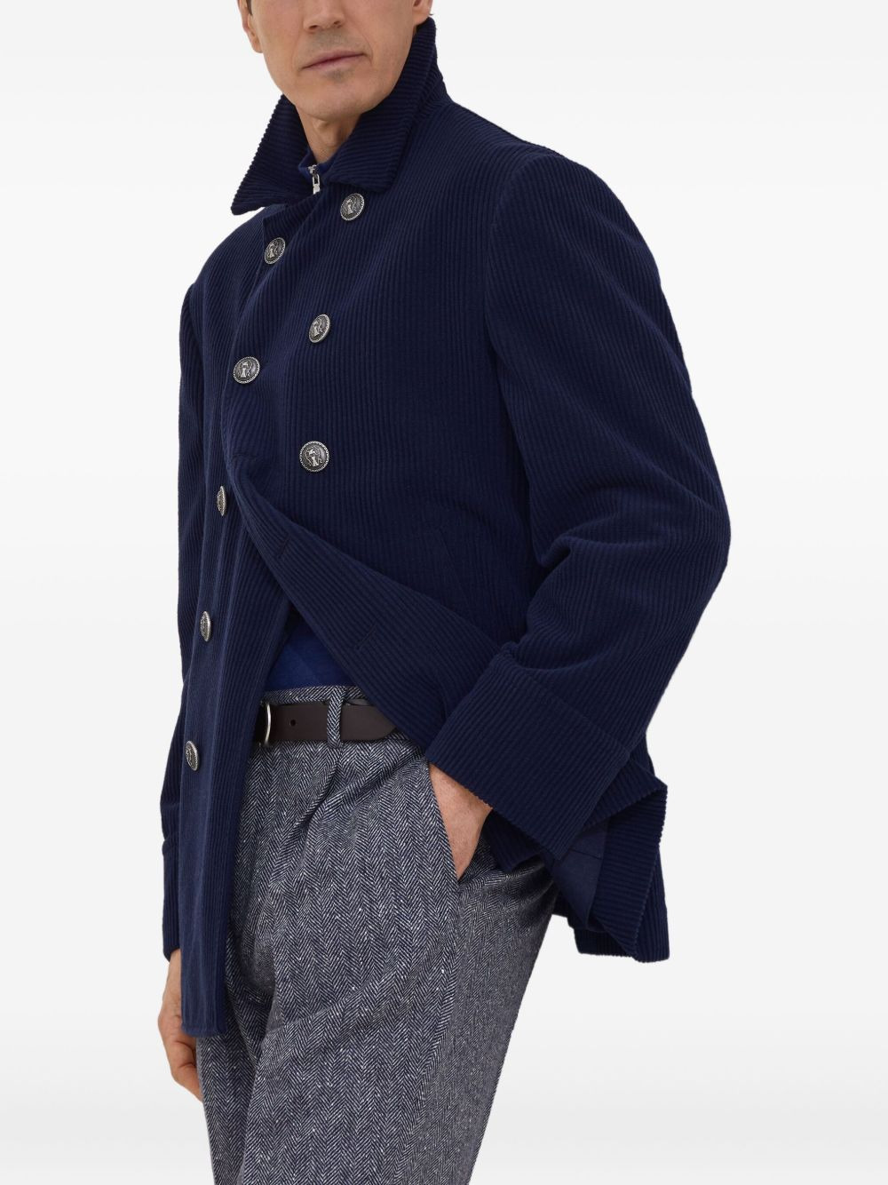 corduroy double-breasted jacket - 4