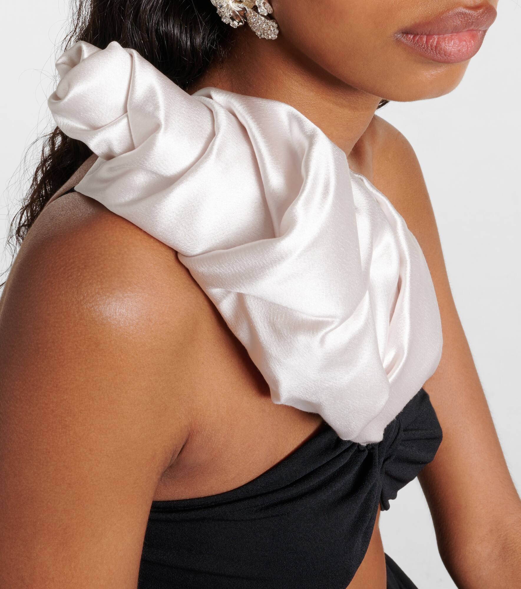 Ruffled cutout one-shoulder gown - 8