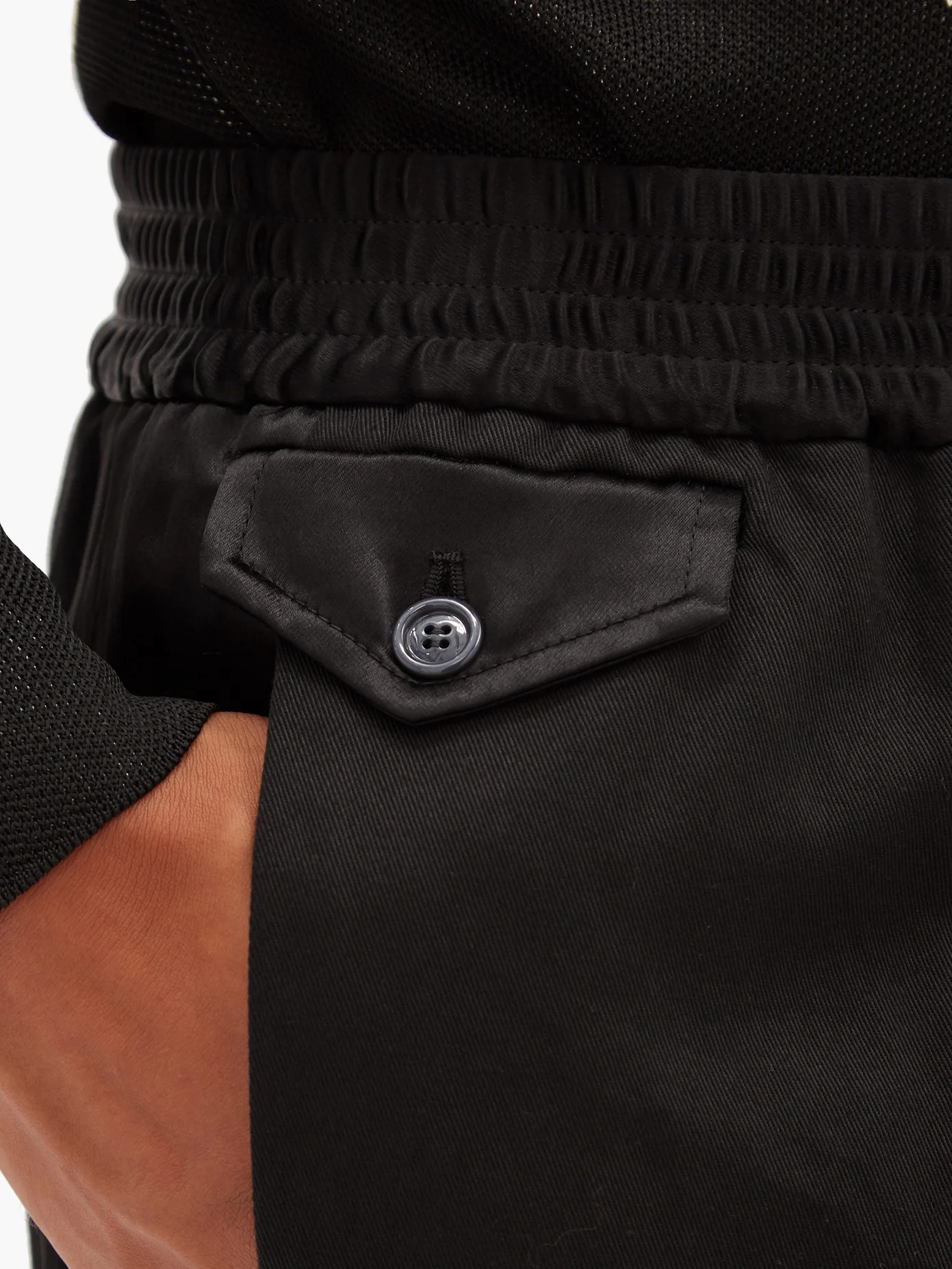 Logo-jacquard waistband cotton-twill trousers - 3