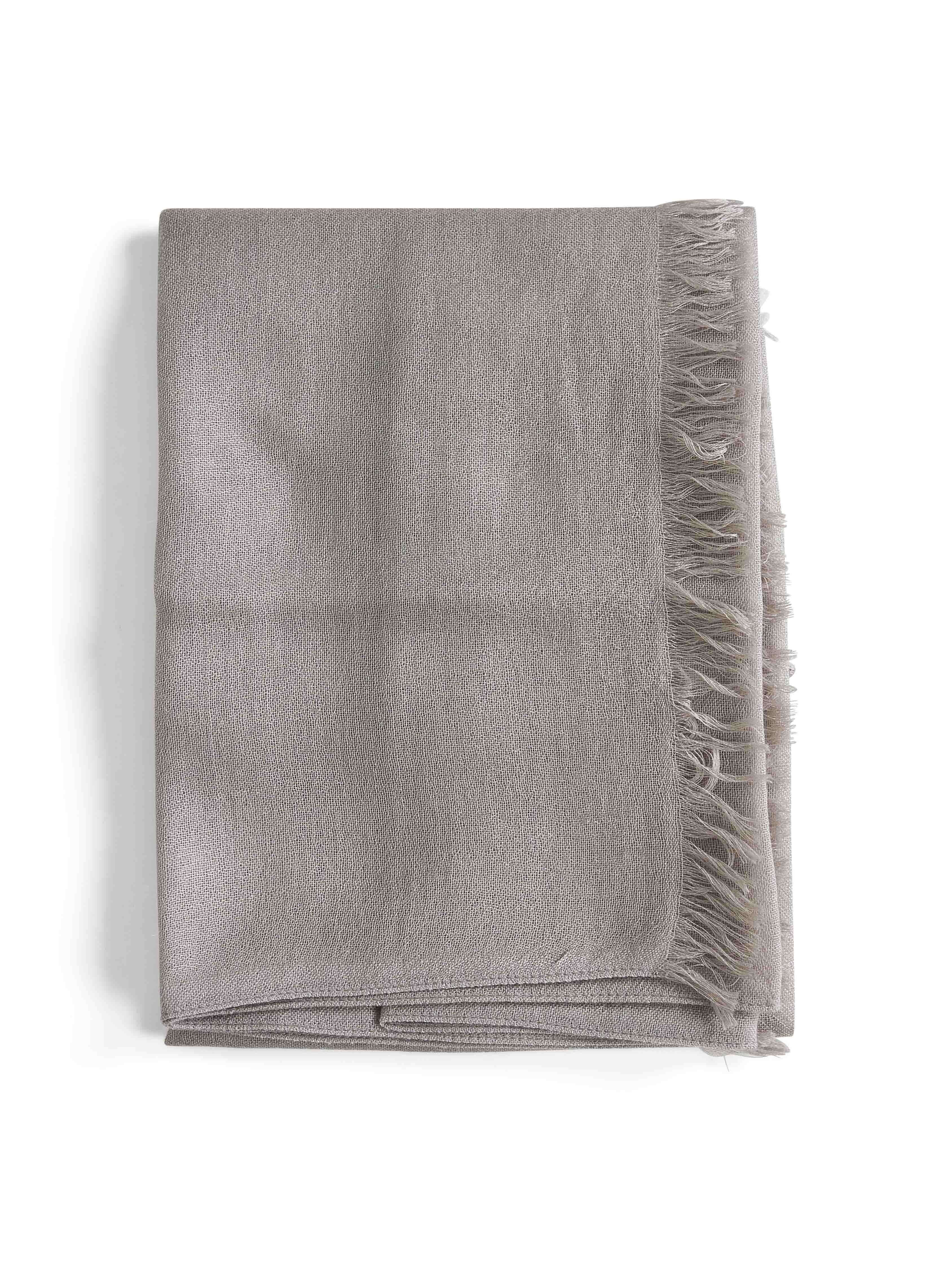 Taupe cashmere and silk scarf - 1