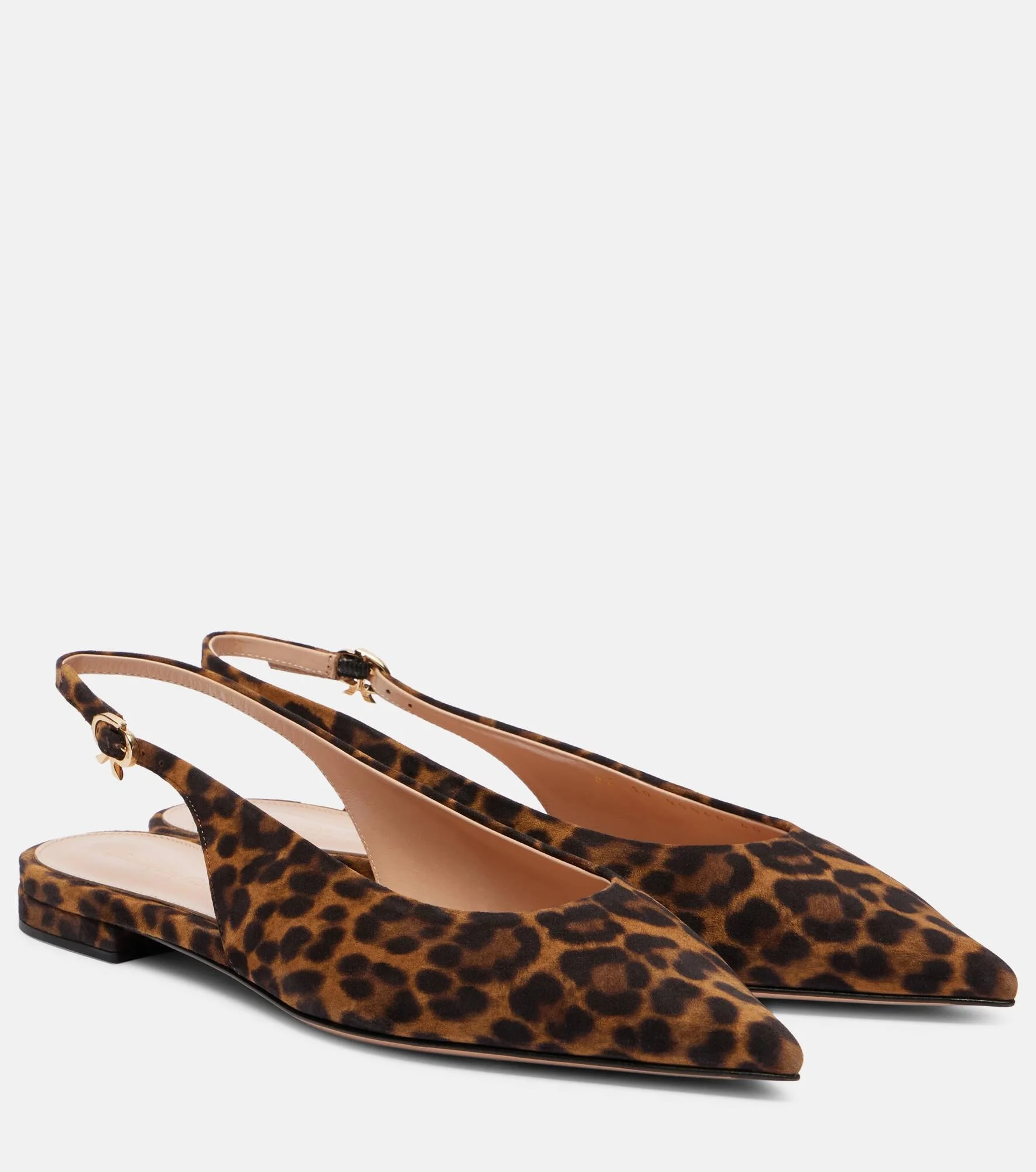 Robbie leopard-print suede slingback flats - 1