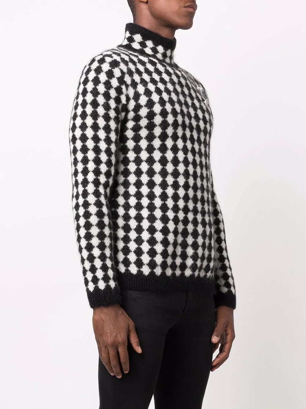 diamond-motif turtleneck jumper - 3