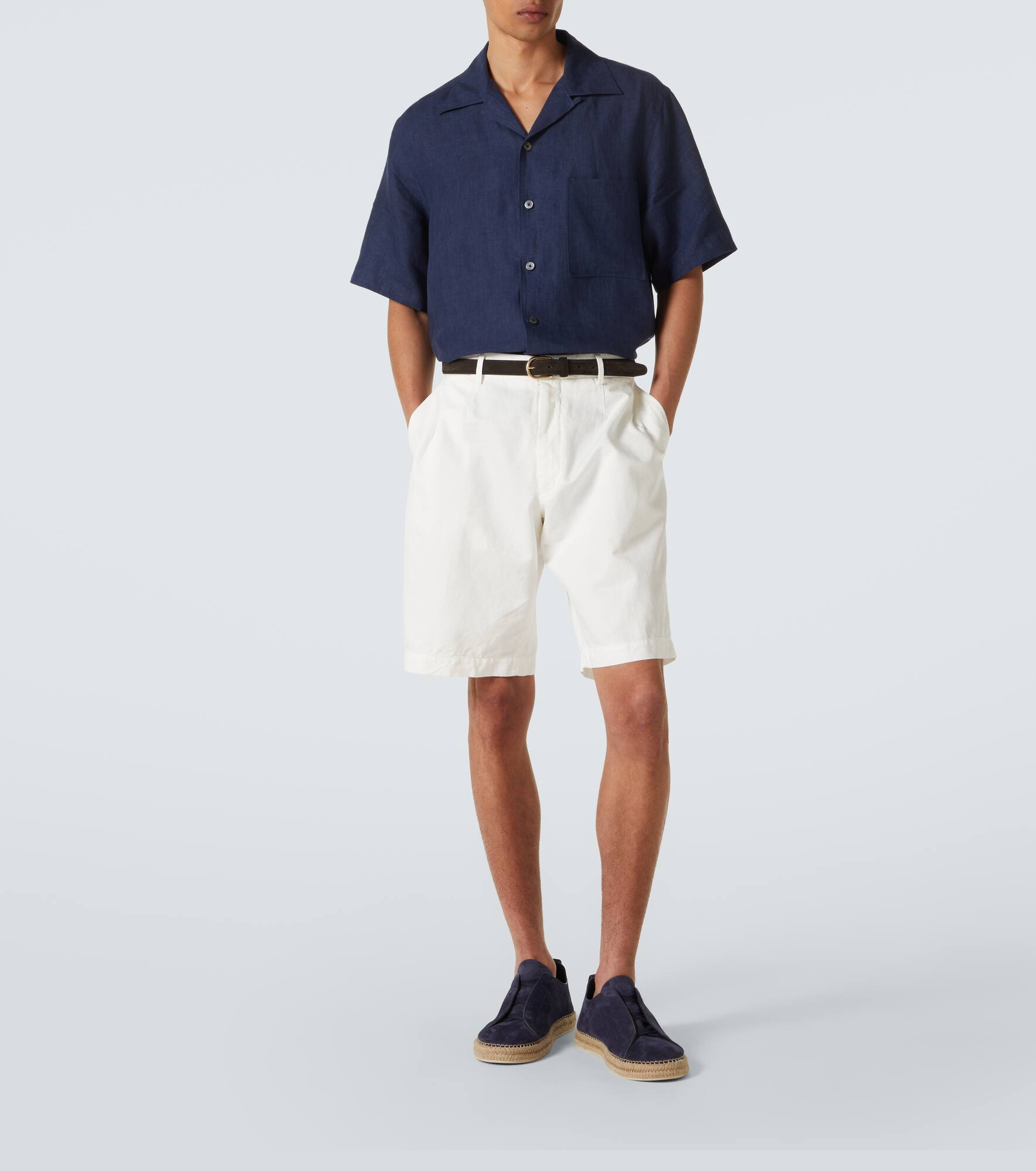 Cotton and linen Bermuda shorts - 2