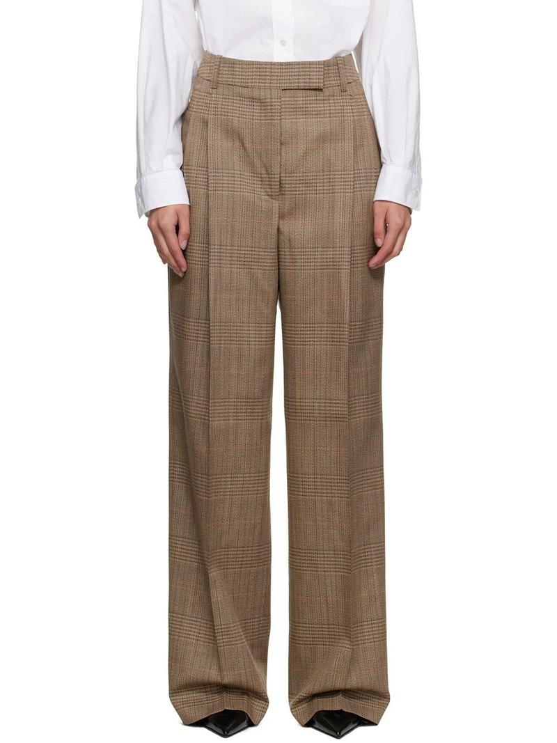 Beige Mid-Waist Tailored Trousers 1