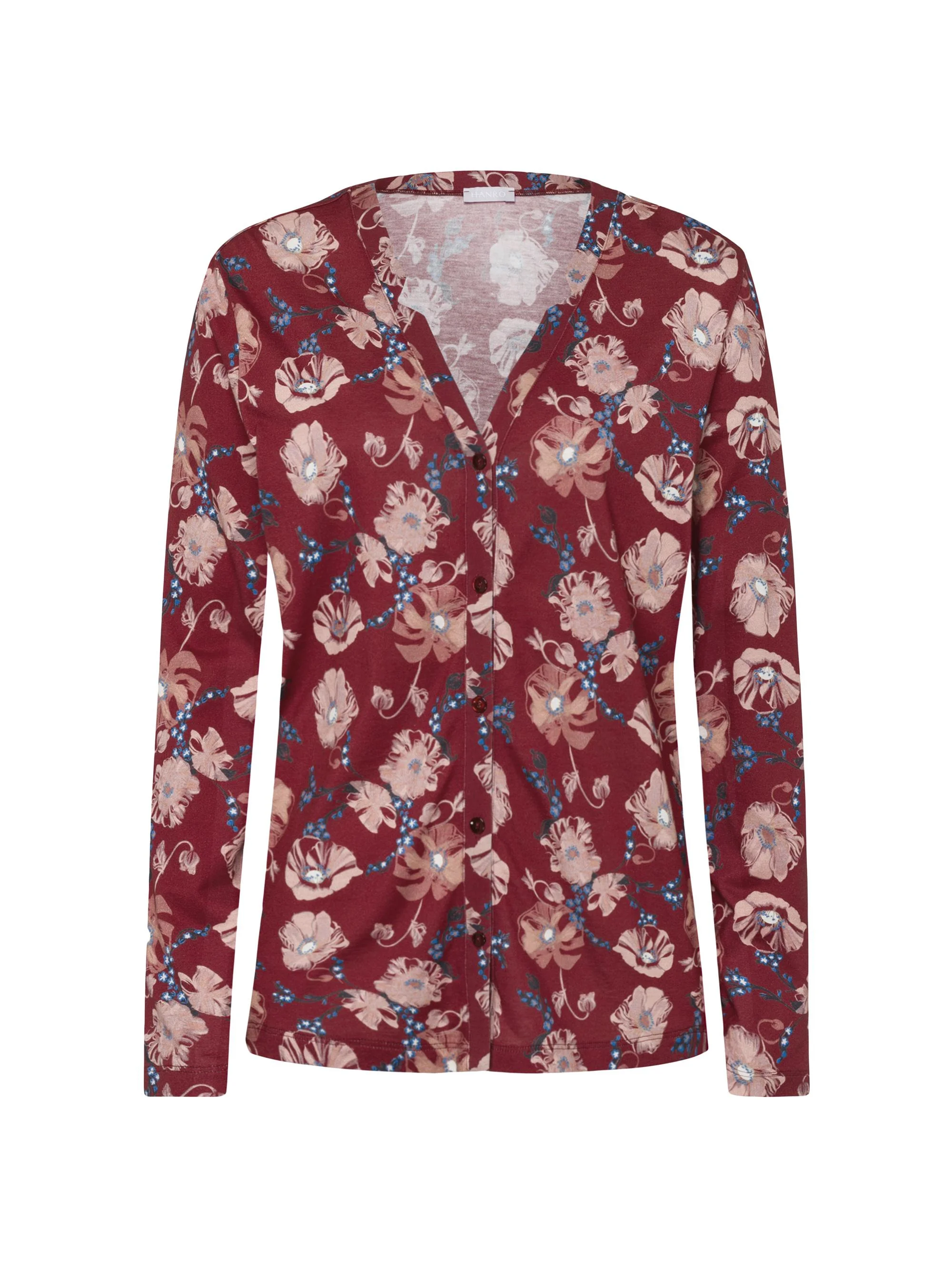 Women's Sleep & Lounge Long-Sleeve Button Front Jersey Shirt - Floral Joy - 1