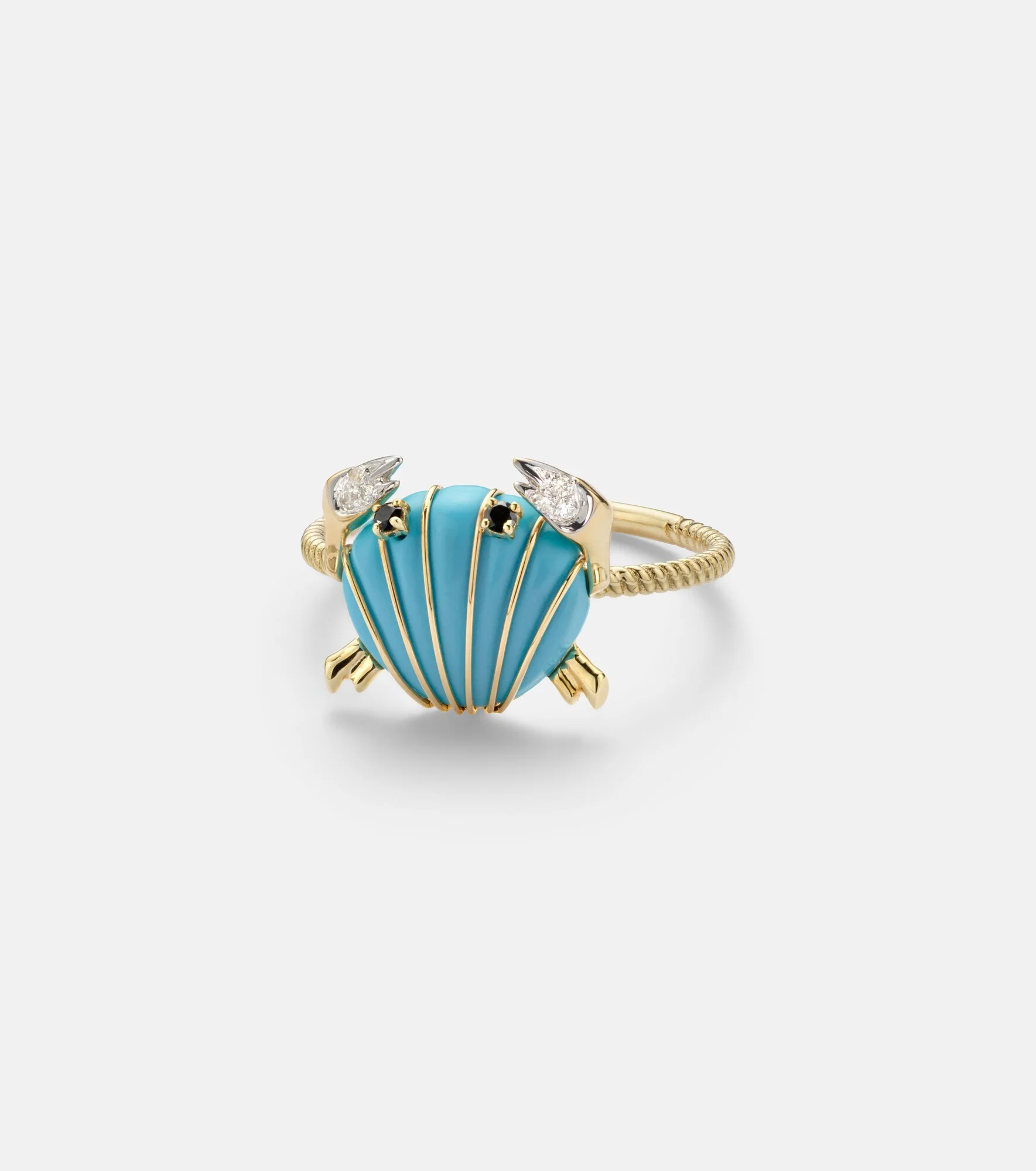 Crabe Coquillage 9kt gold ring with gemstones - 1
