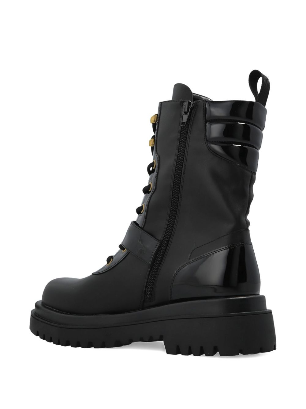 buckled lace-up biker boots - 4