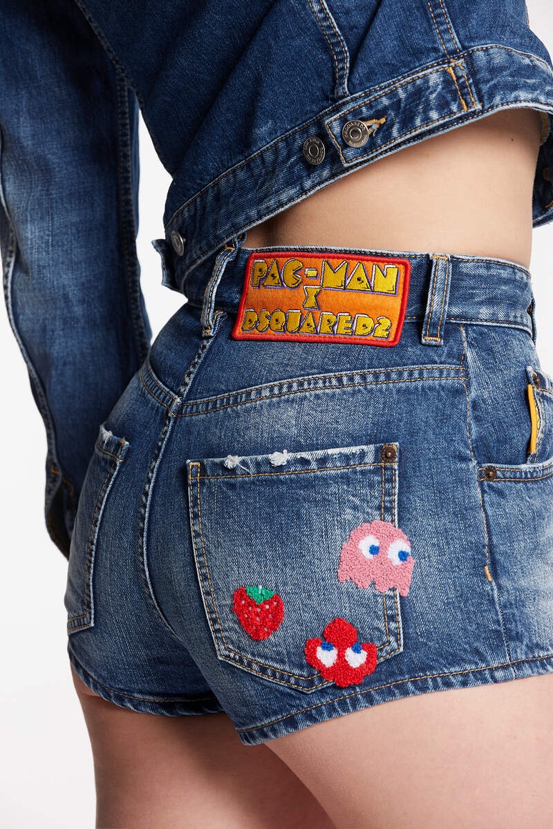 PAC-MAN MEDIUM WASH HOT PANTS - 4