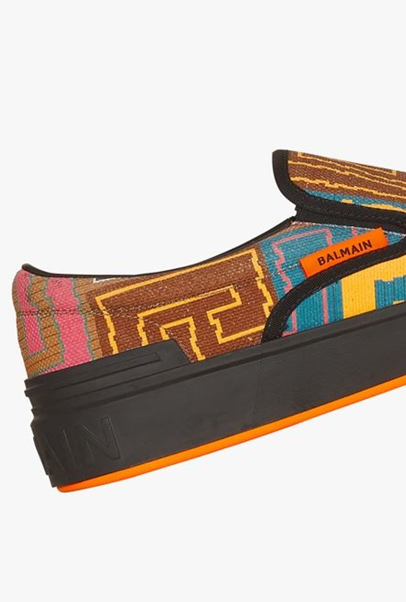 Multicolor monogram needlepoint canvas B-Court slip-on sneakers 7