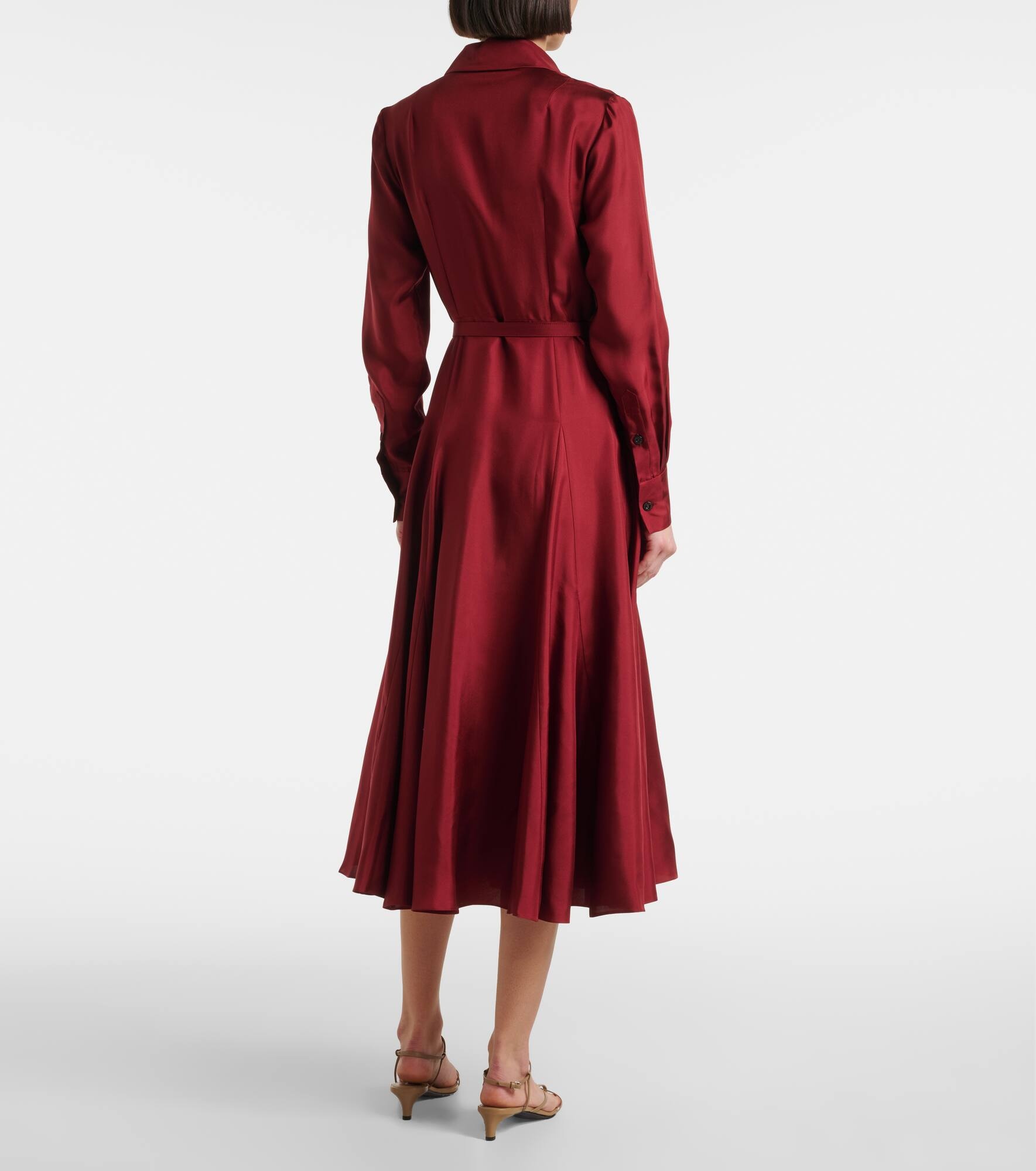 Riko belted silk twill shirt dress - 3