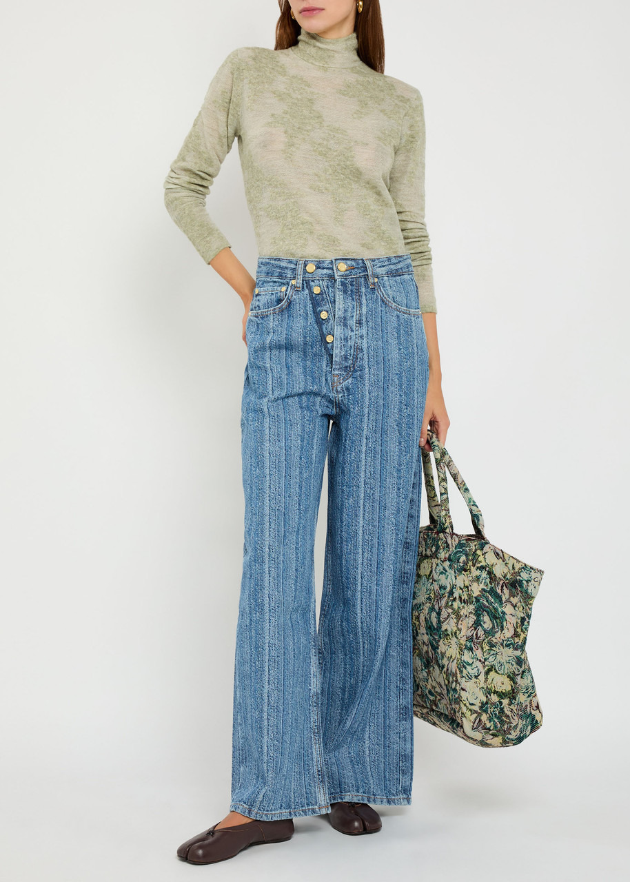 Ganni Floral-intarsia Semi-sheer Knit top - 4