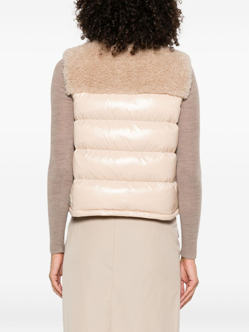 quilted shearling vest - 4