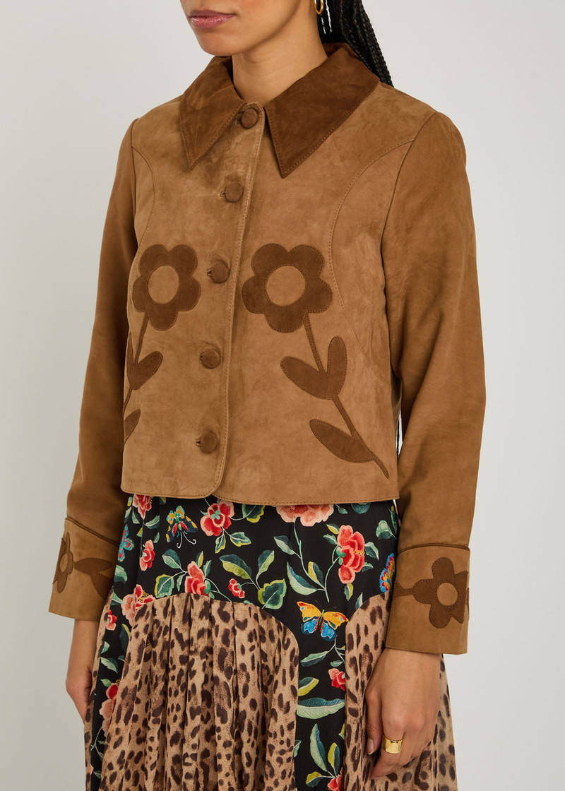 RIXO Rixo Dionne Floral Cropped Suede Jacket outlook