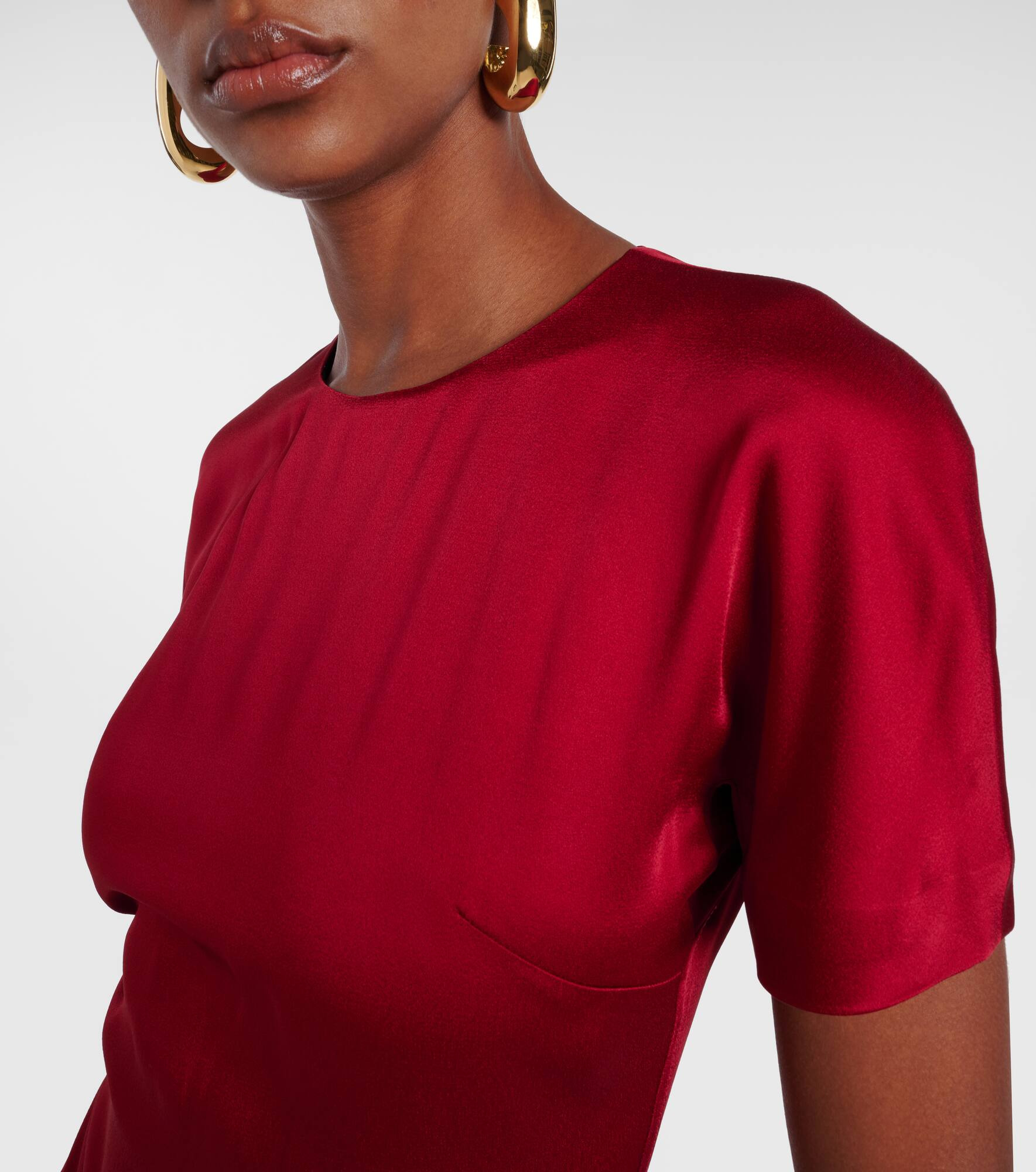 Gathered satin midi dress - 4