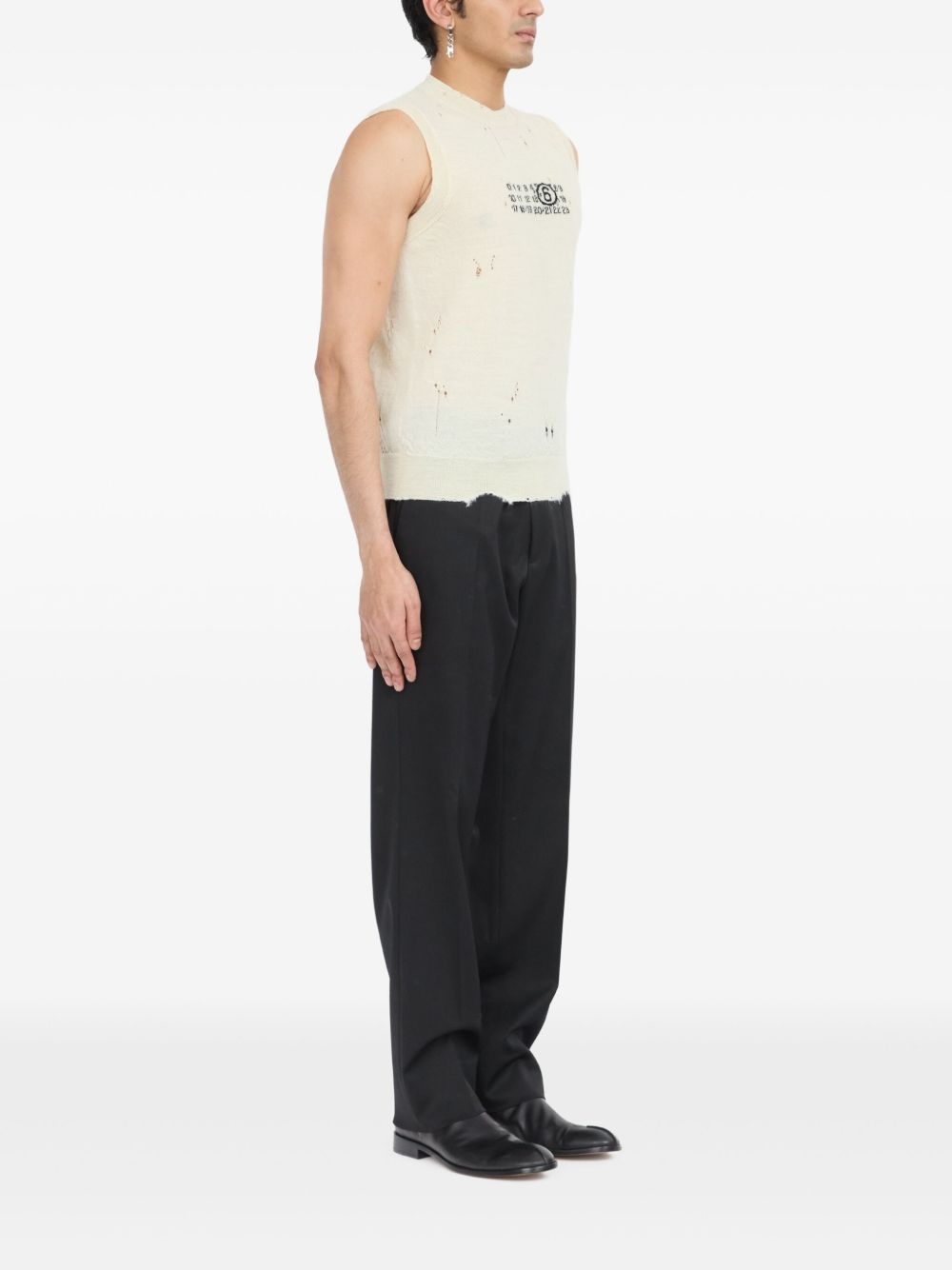 distressed sleeveless top - 3