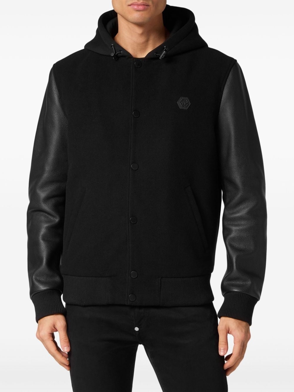 logo-appliquÃ© panelled hooded jacket - 3