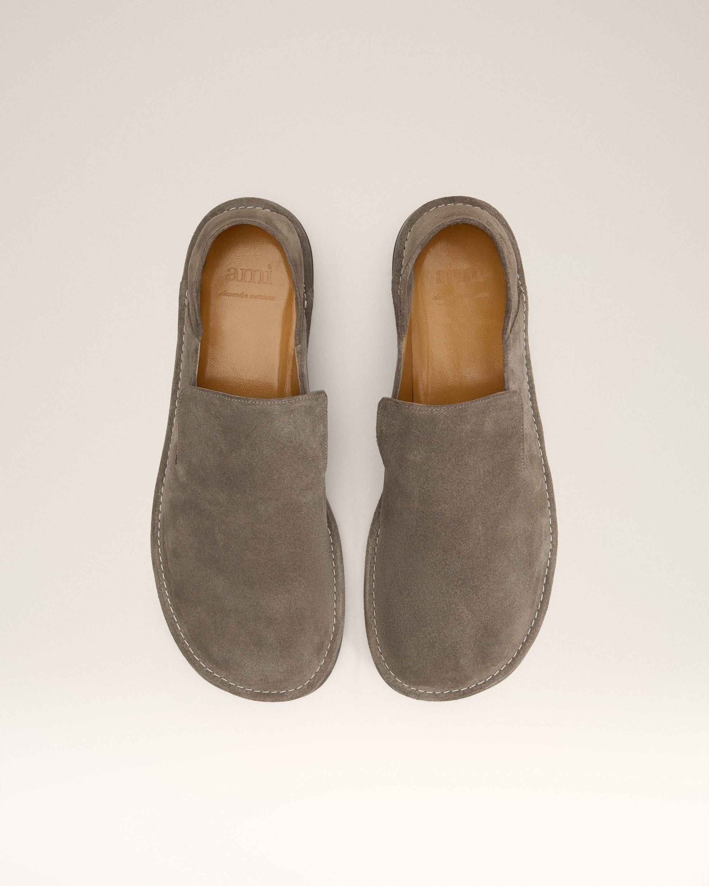 BEIGE LEATHER MIDI SLIPPERS - 5