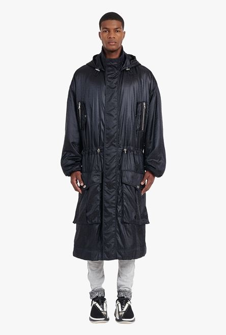 Oversized nylon parka with black Balmain monogram - 4