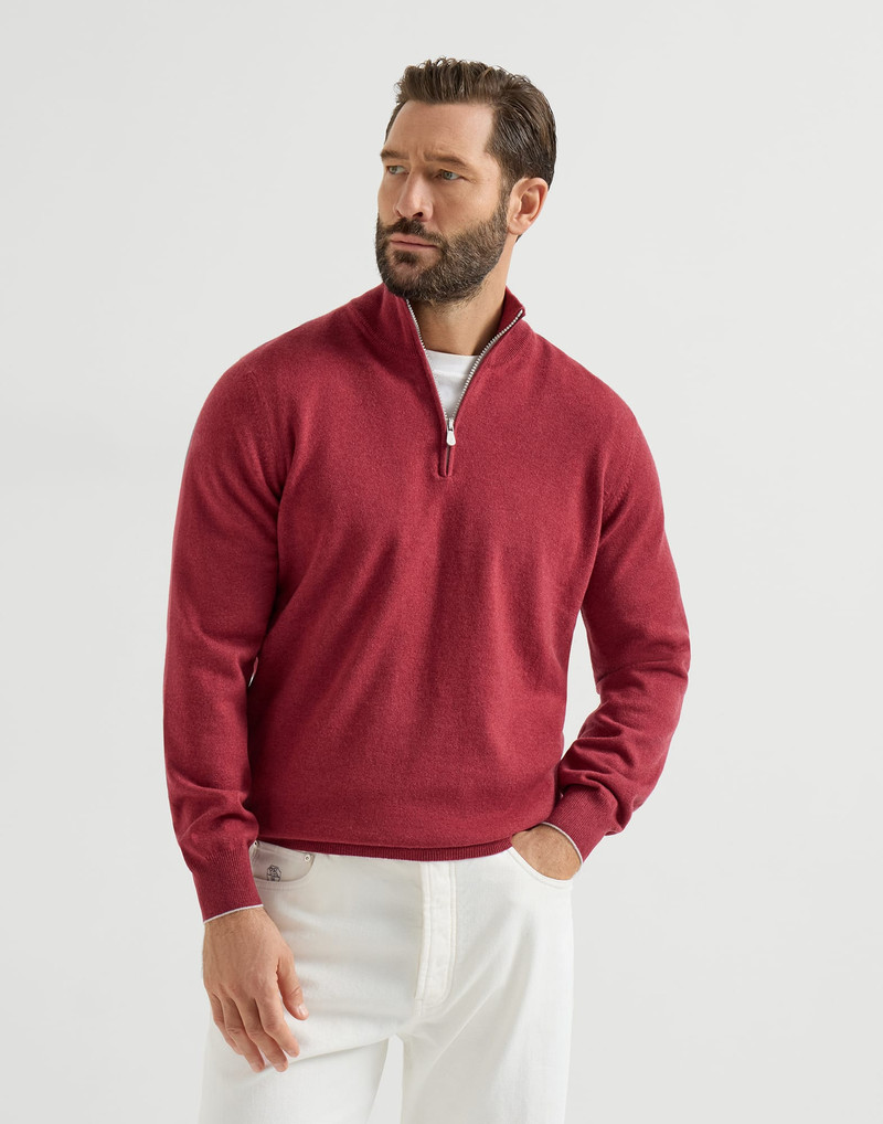 Cashmere sweater with half zip 2