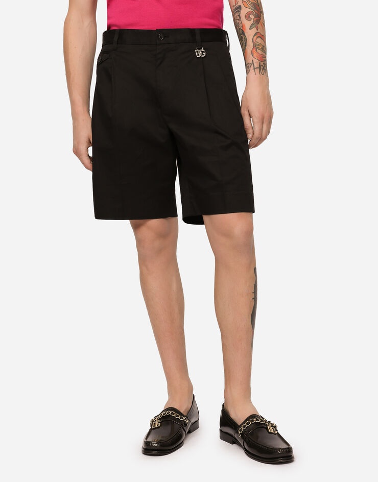 Stretch cotton shorts with DG patch - 3