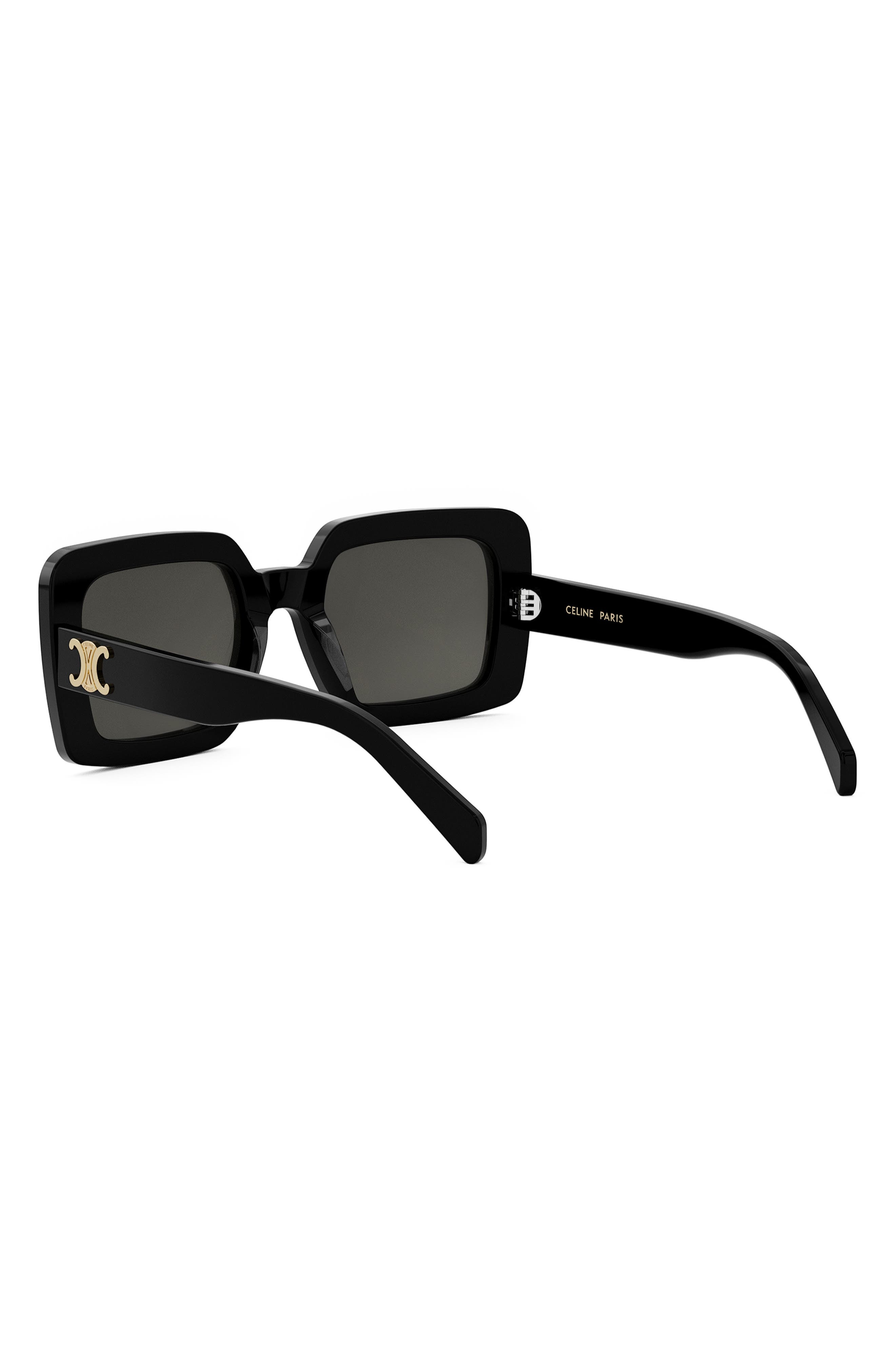 CELINE Triomphe 56mm Square Sunglasses in Shiny Black /Smoke at Nordstrom - 8