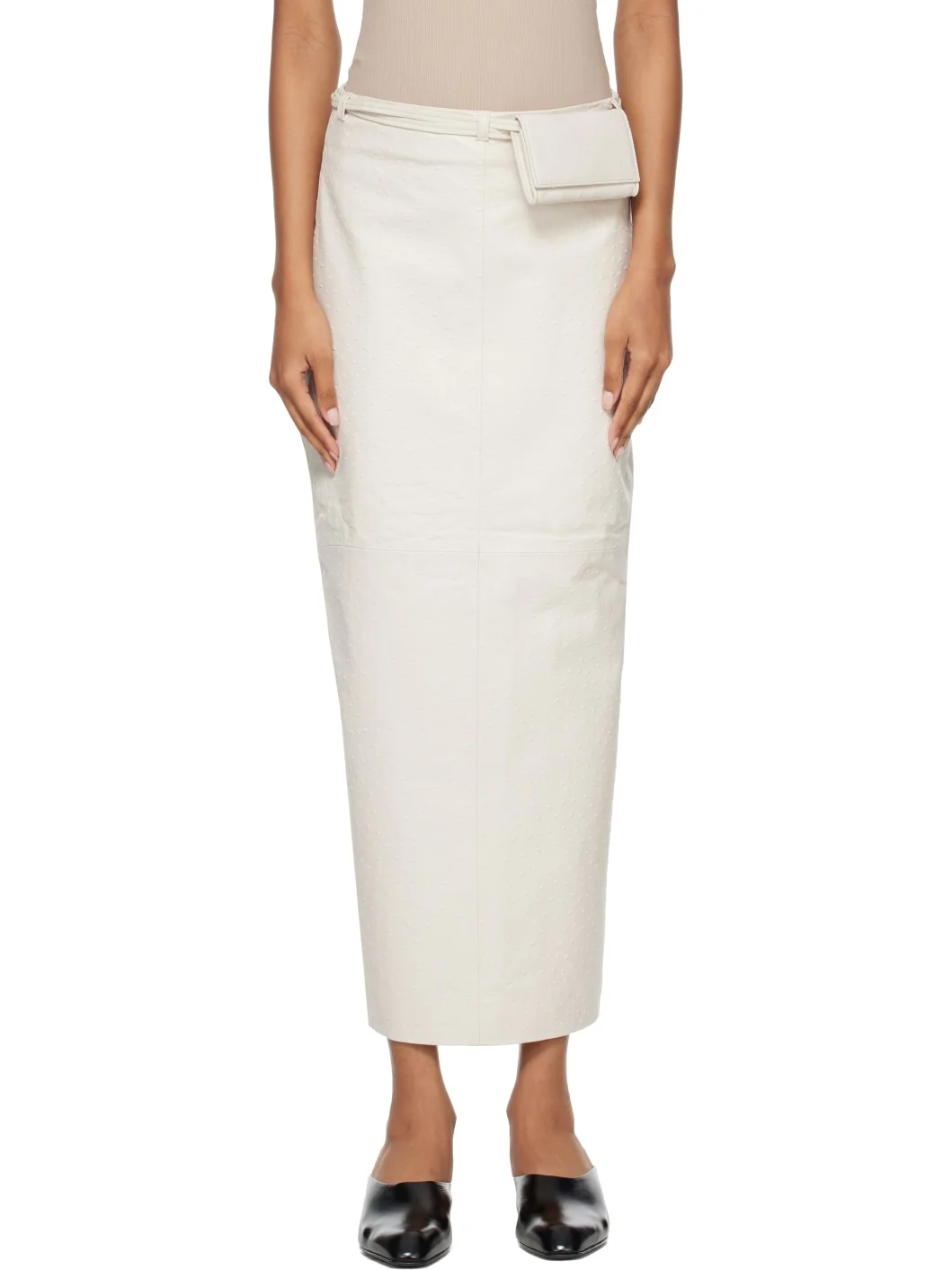 Off-White Leather Pouch Maxi Skirt - 1
